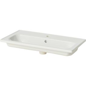 GoodHome Towan White Rectangular Counter top Basin (W)81.3cm