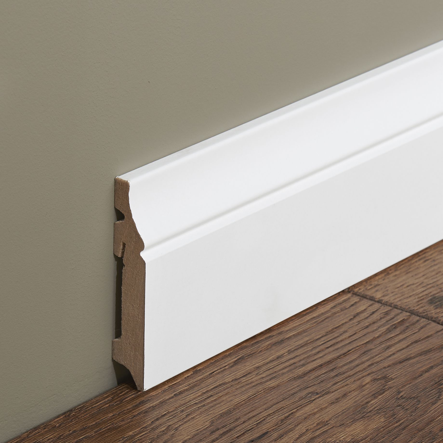 GoodHome Townhouse Style White MDF Skirting board (L)2.2m (W)100mm (T)19mm