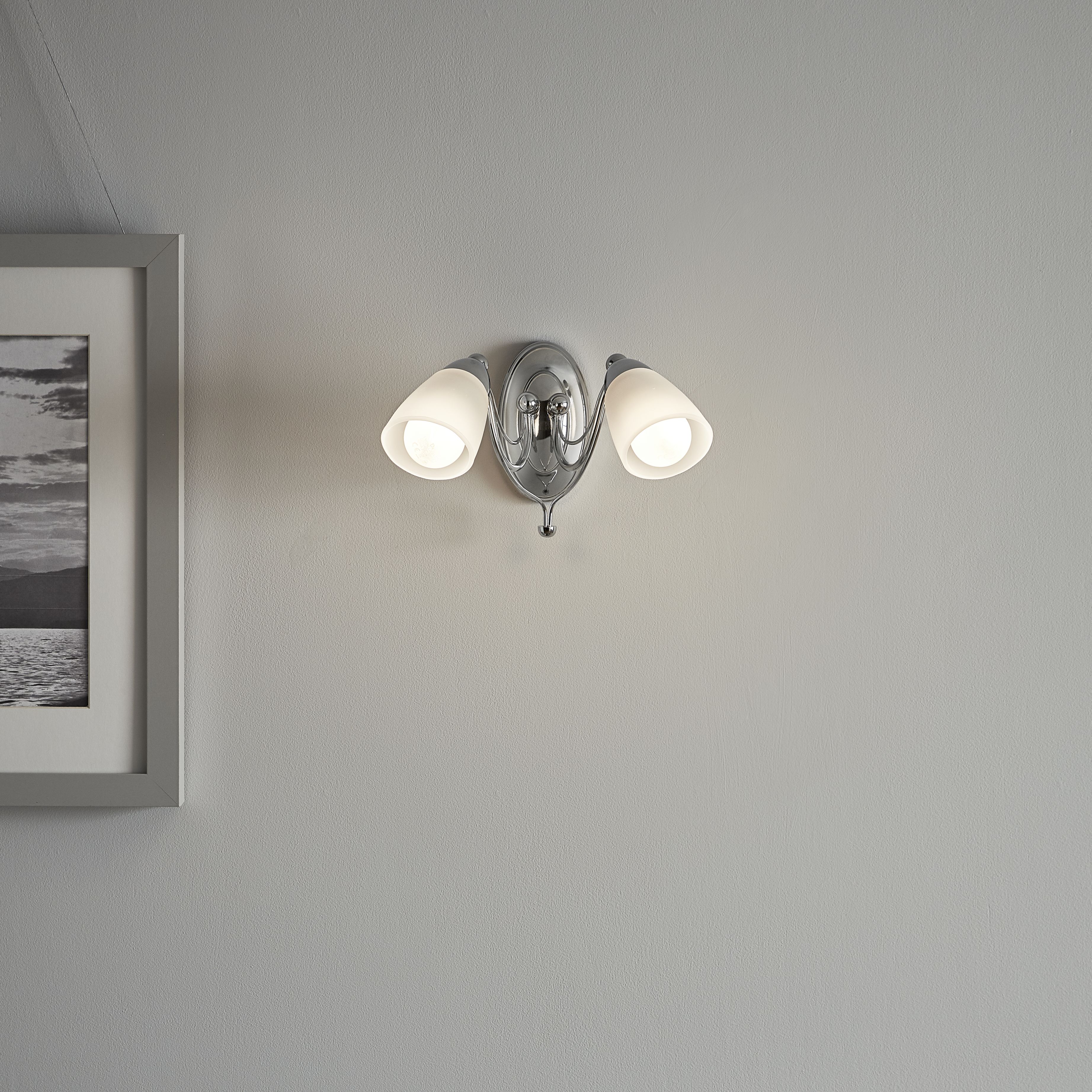 GoodHome Trivia Chrome effect Double Wall light