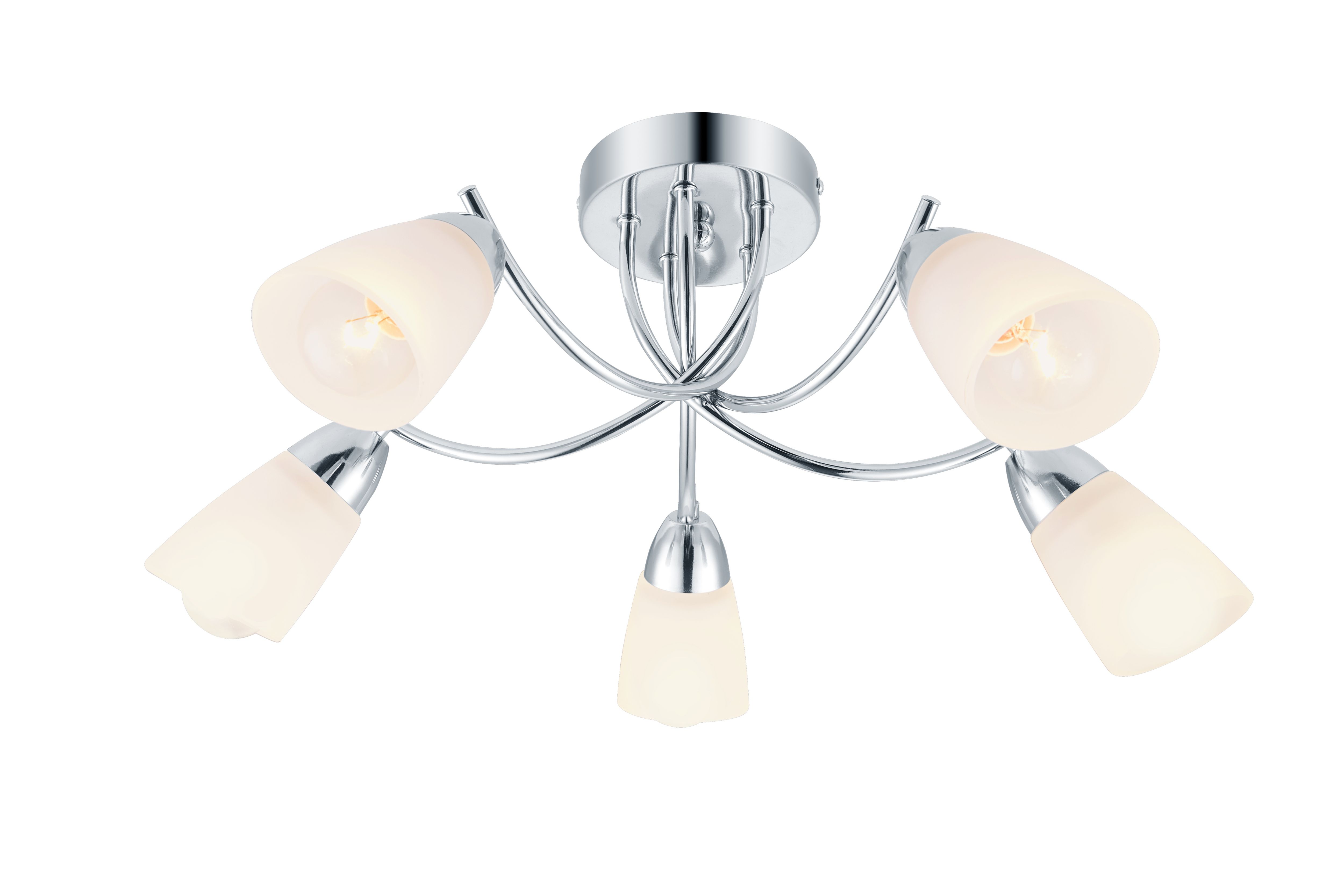 GoodHome Trivia Glass & metal Chrome effect 5 Lamp LED Ceiling light