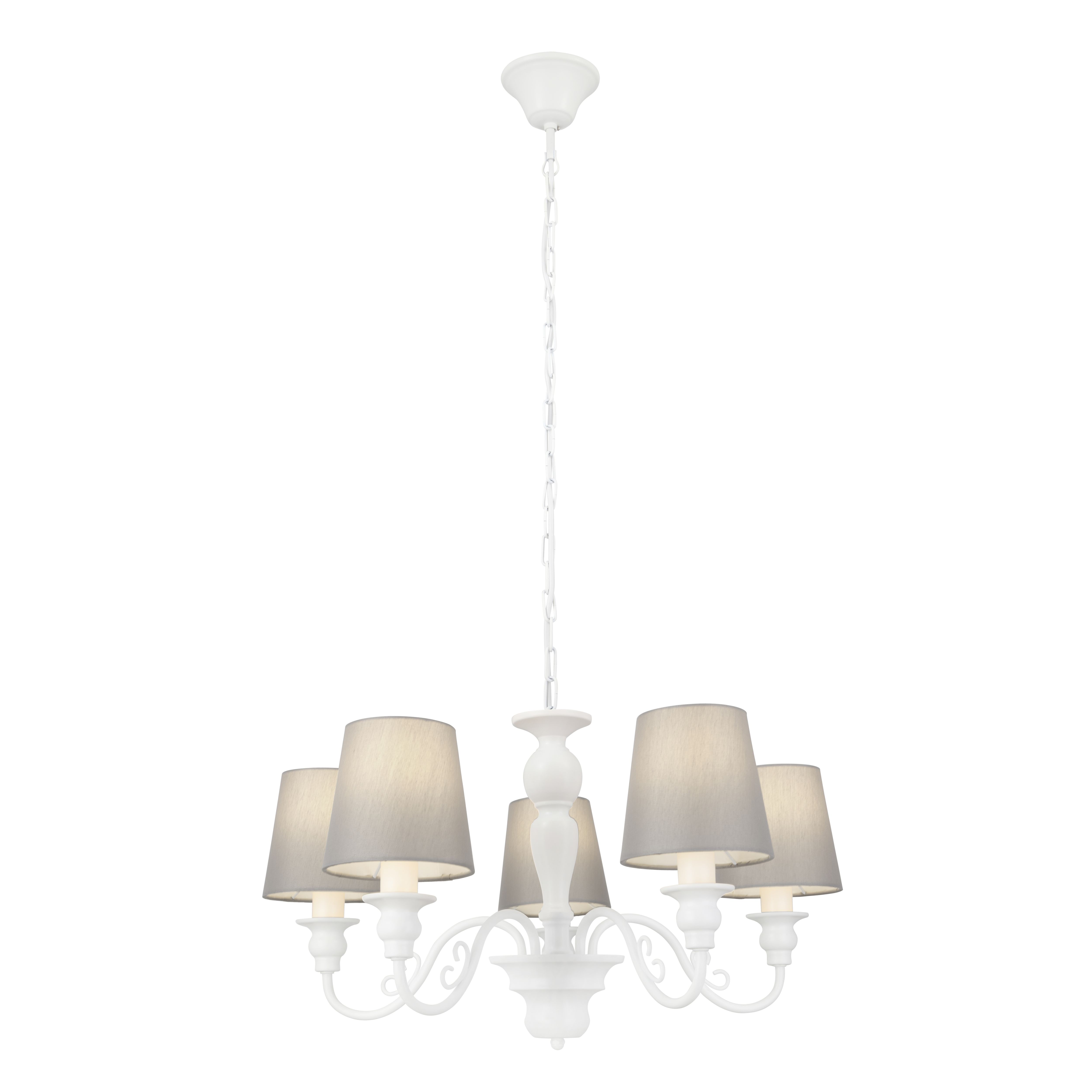 GoodHome Tulou Grey & white Wood effect 5 Lamp Pendant ceiling light, (Dia)610mm