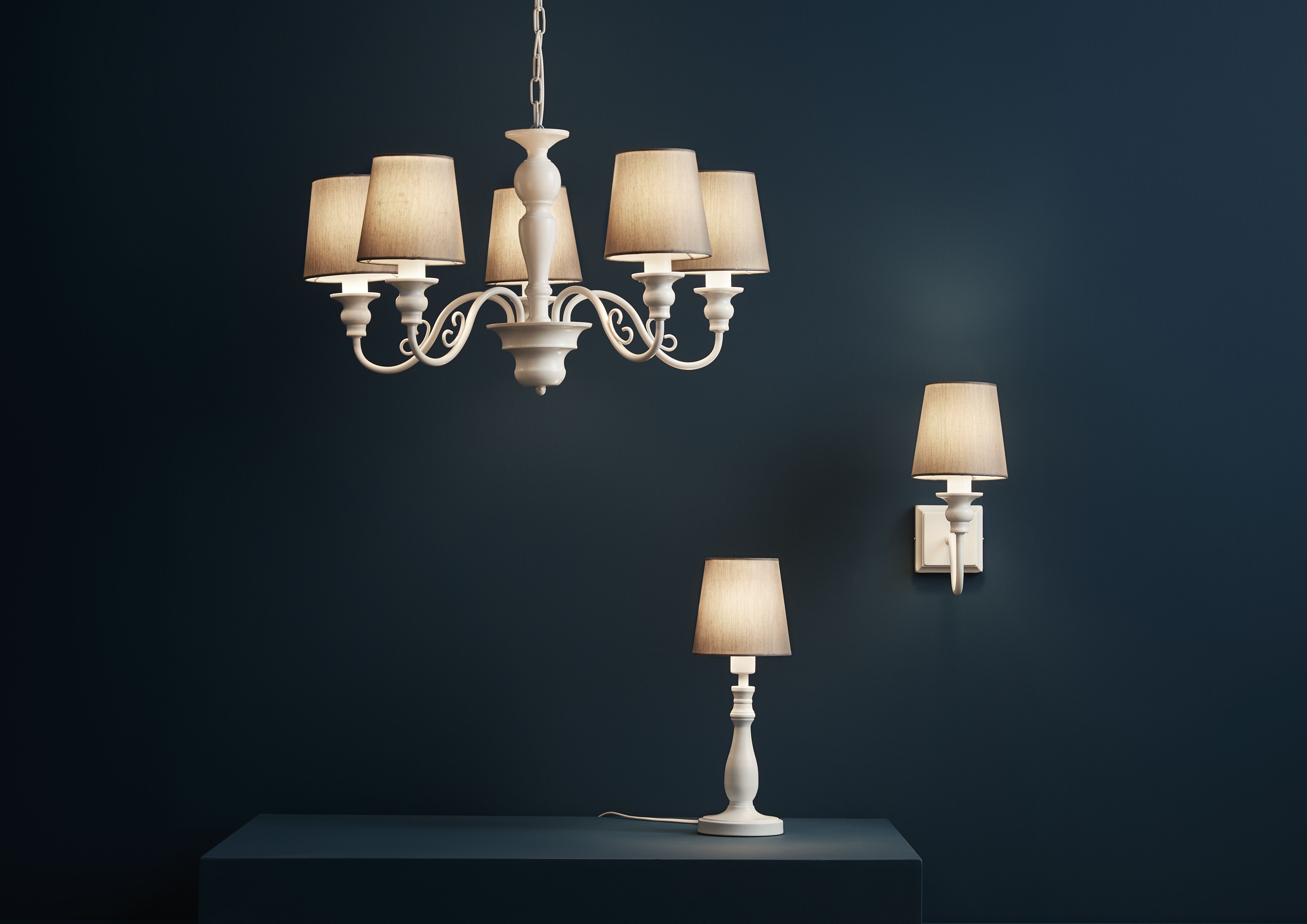 GoodHome Tulou Grey & white Wood effect 5 Lamp Pendant ceiling light, (Dia)610mm
