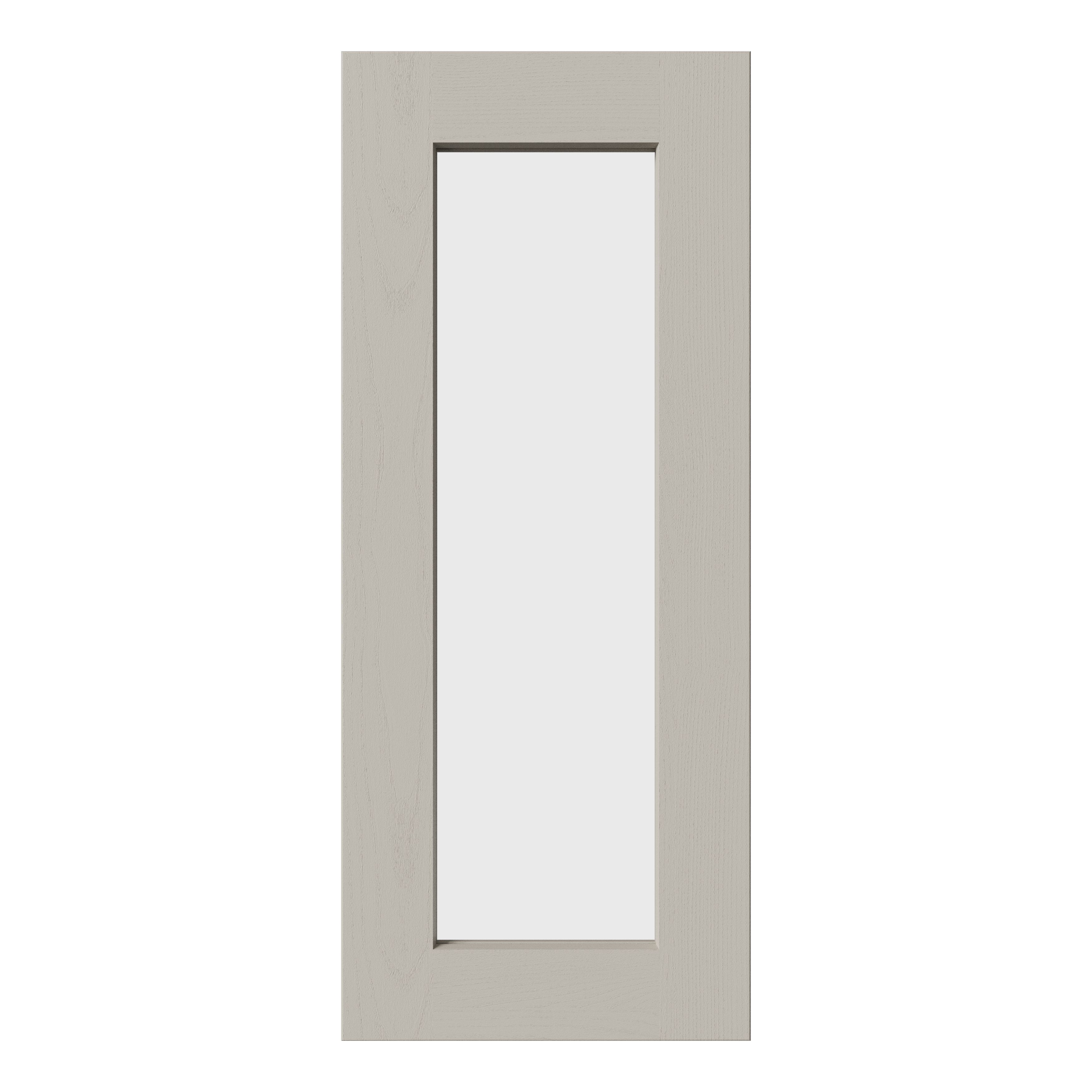 GoodHome Tydeman Matt pebble Glazed Base/wall Cabinet door (W)300mm (H)715mm (T)20mm