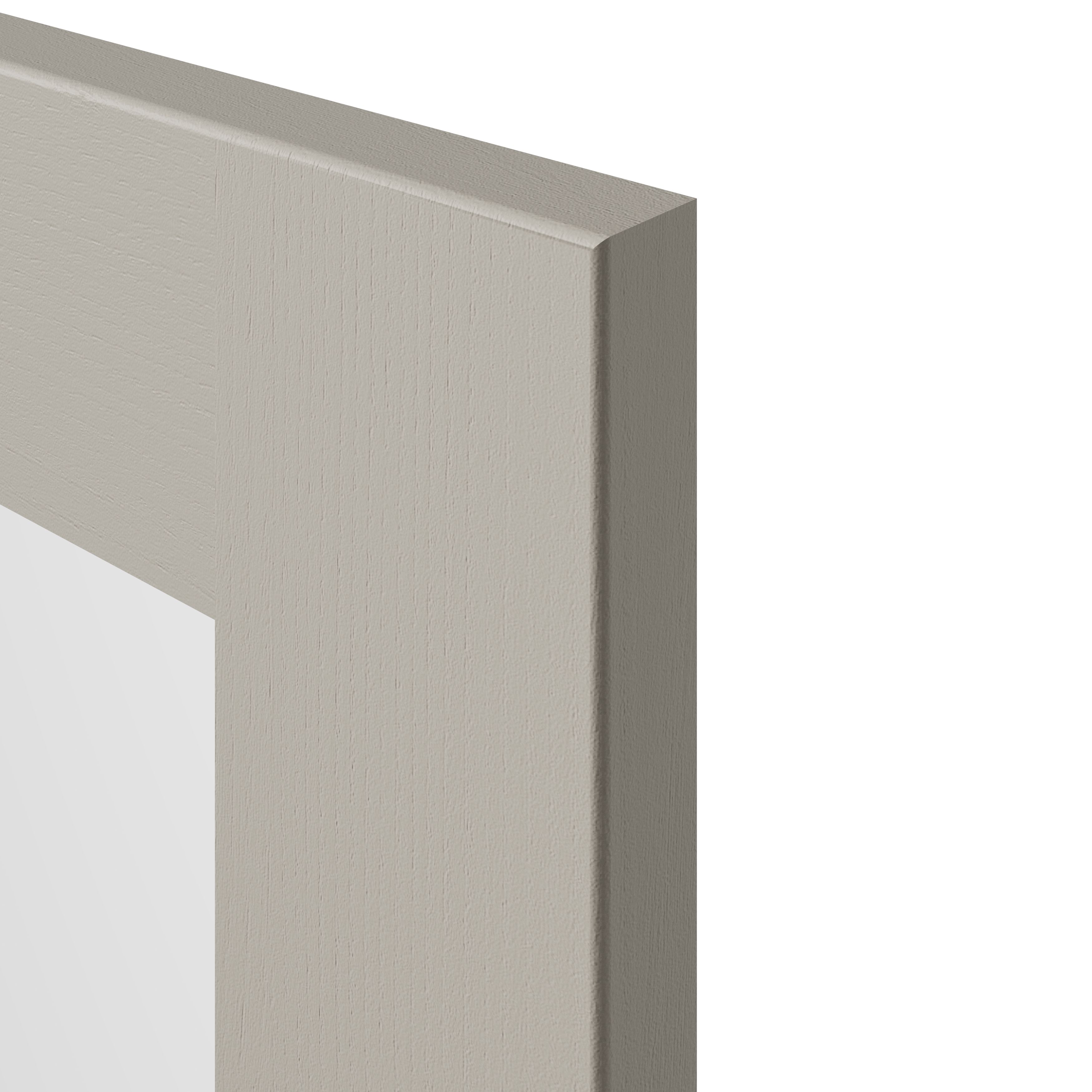 GoodHome Tydeman Matt pebble Glazed Base/wall Cabinet door (W)300mm (H)715mm (T)20mm