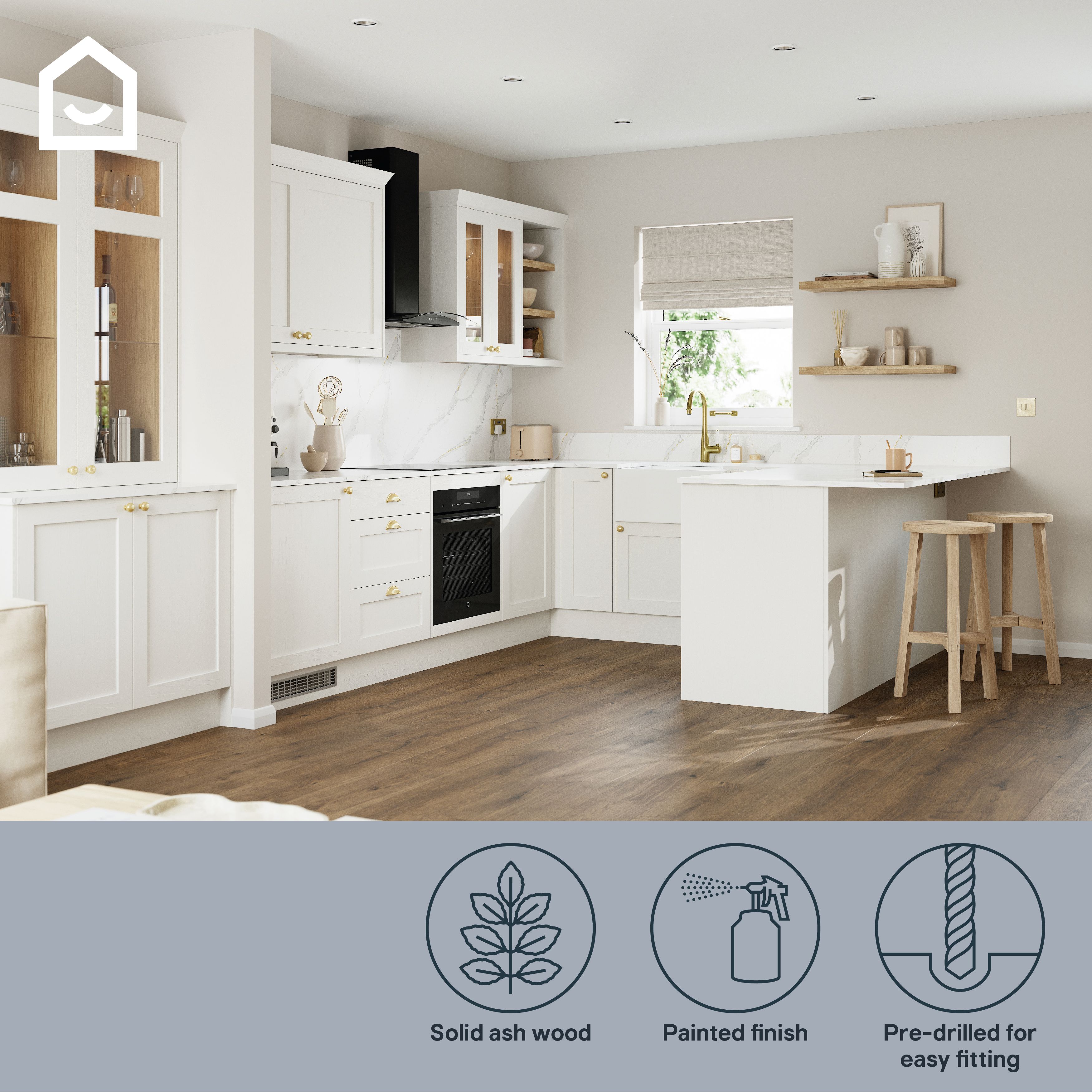 GoodHome Tydeman Matt porcelain Glazed Cabinet door (W)500mm (H)900mm (T)20mm