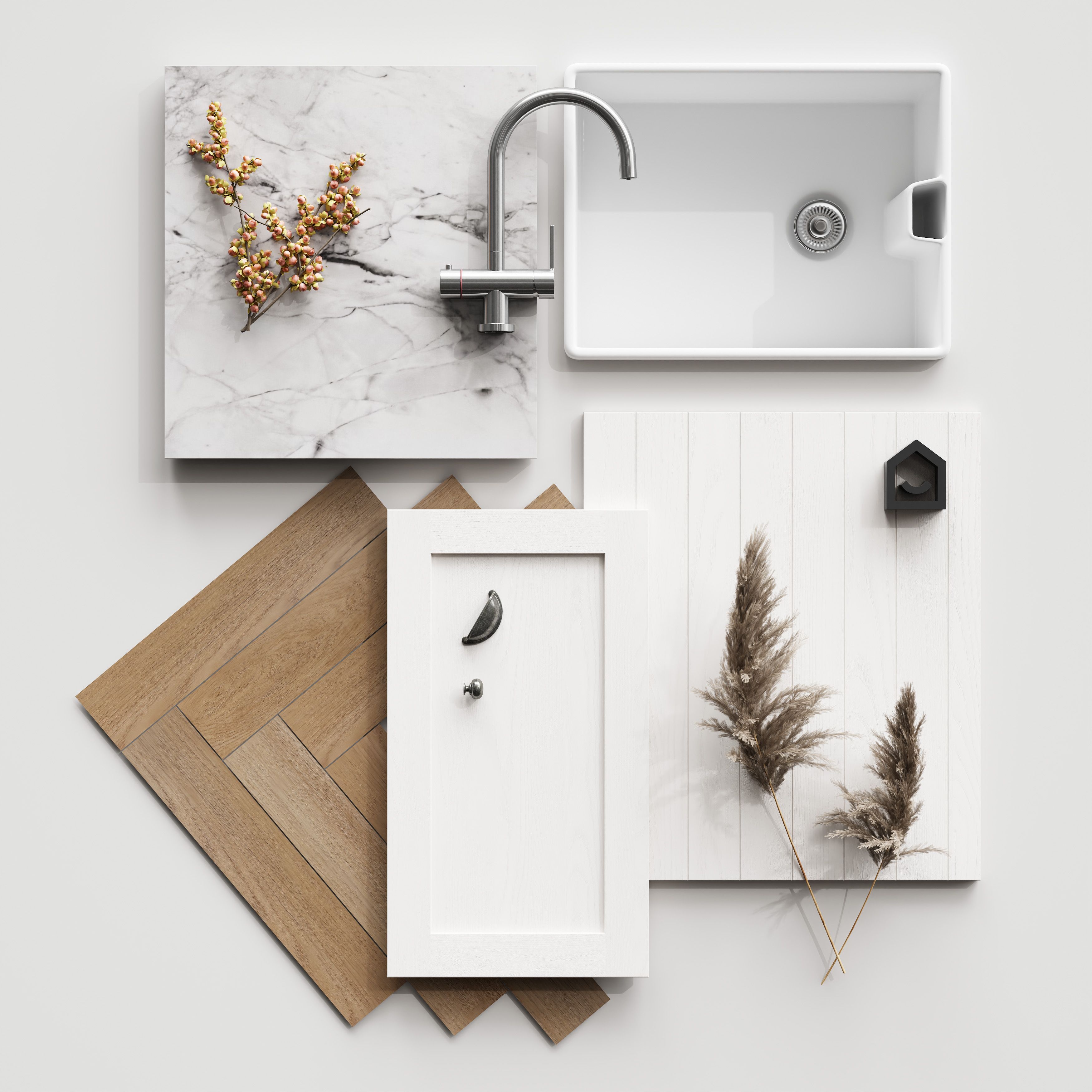 GoodHome Tydeman Matt porcelain Glazed Cabinet door (W)500mm (H)900mm (T)20mm