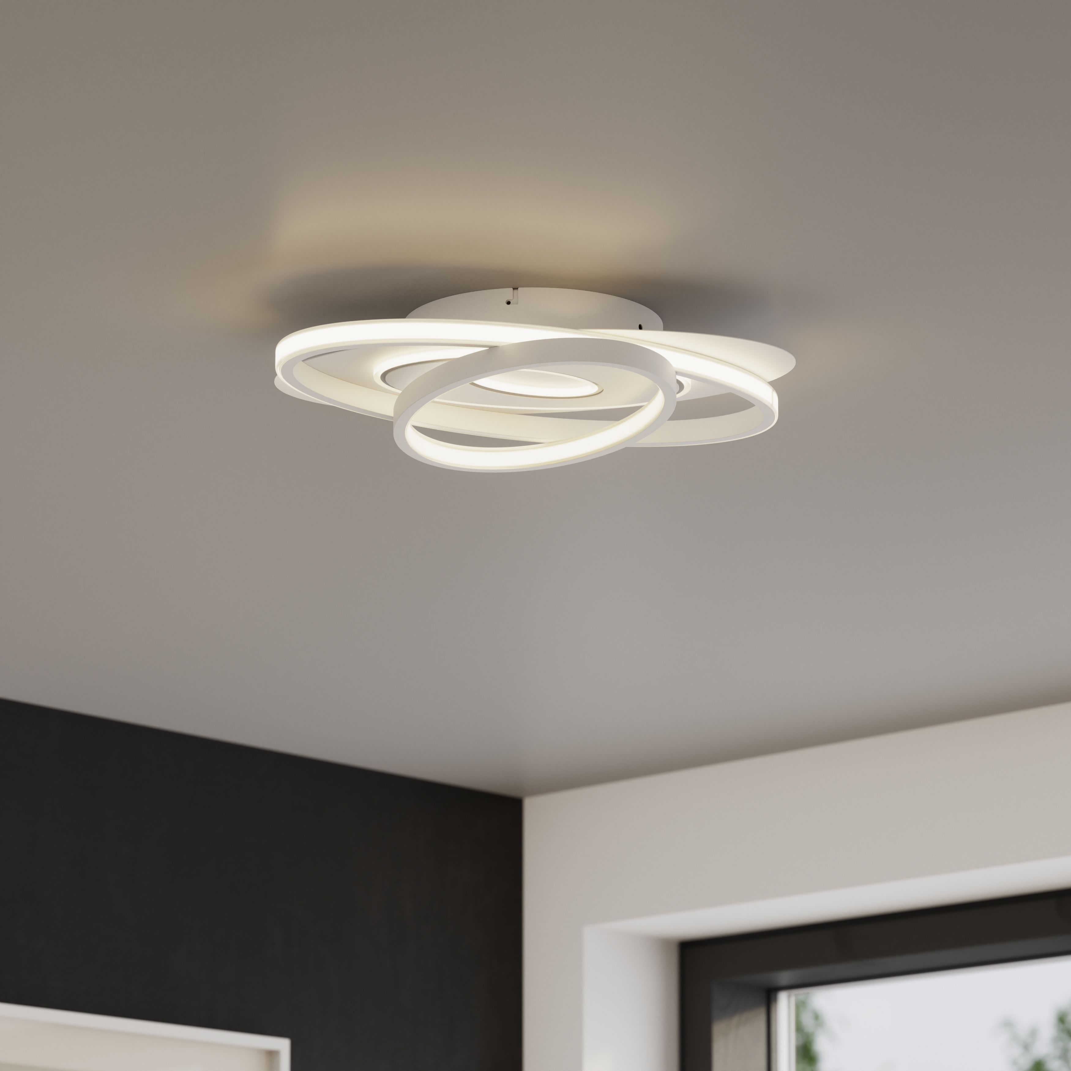 GoodHome Uldino Round Matt Metal & plastic White LED Ceiling light