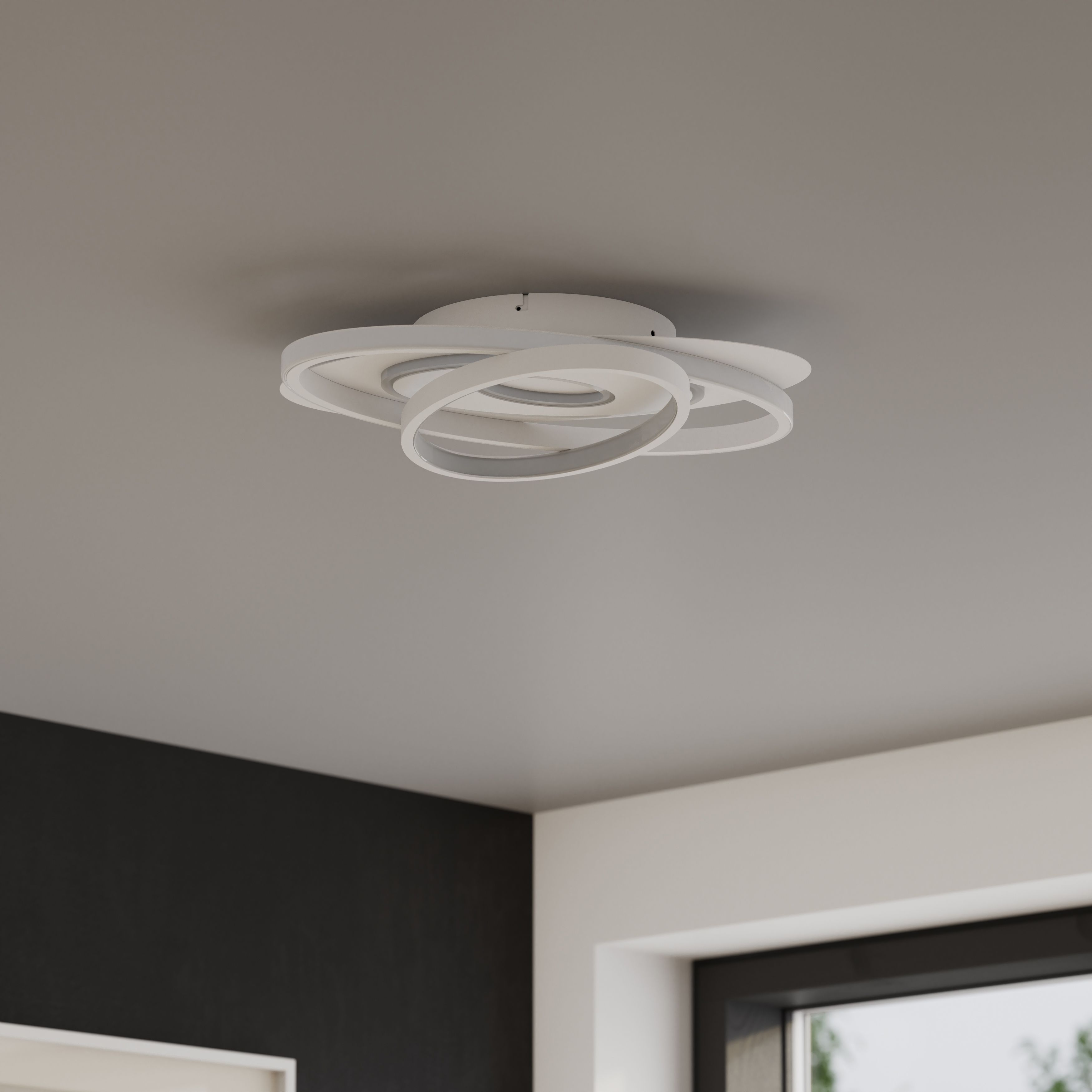 GoodHome Uldino Round Matt Metal & plastic White LED Ceiling light