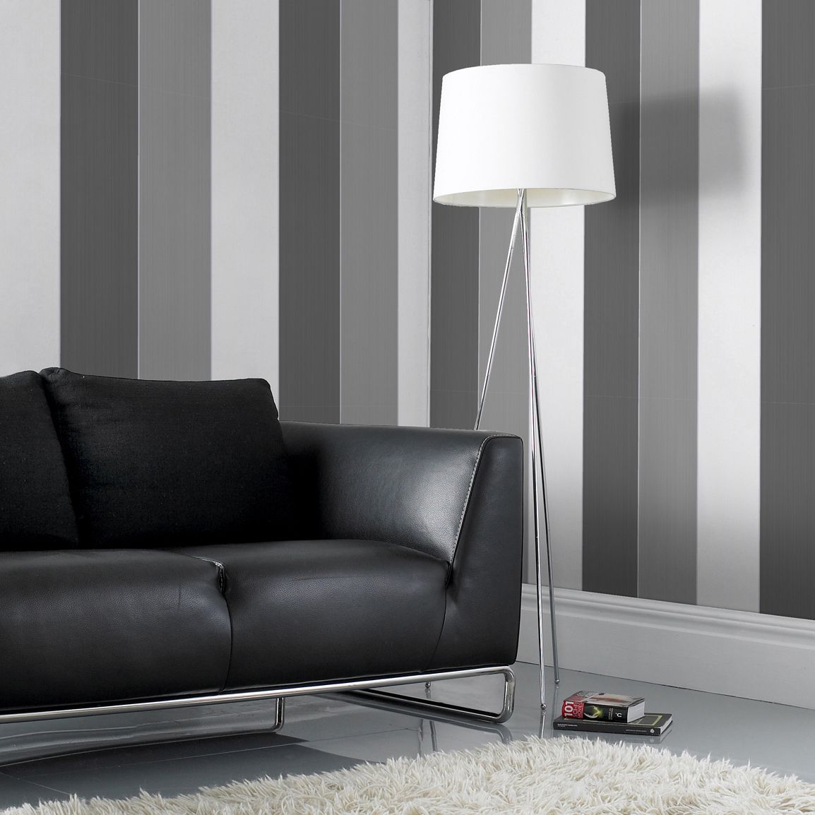 Grey stripe shop wall paper