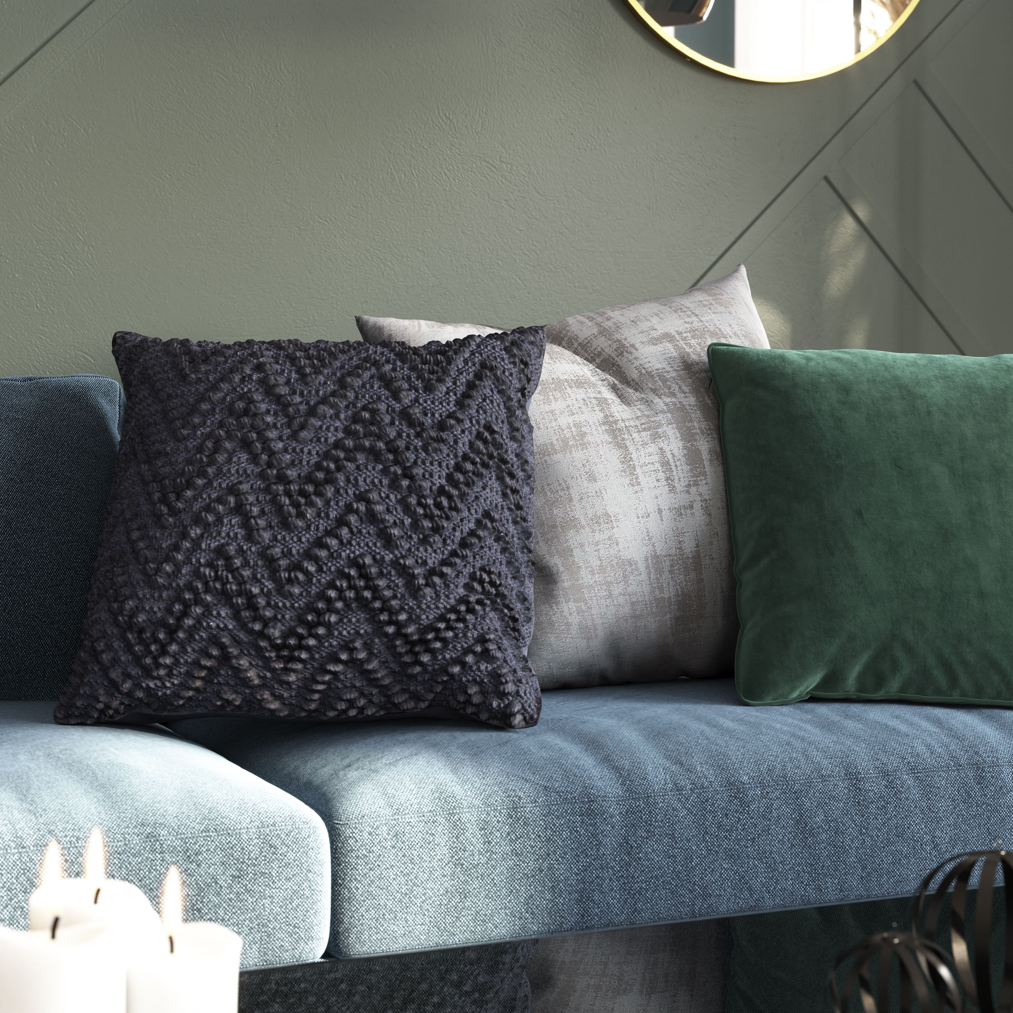 Valgreta Square Dark green Cushion (L)43cm x (W)430cm - 5