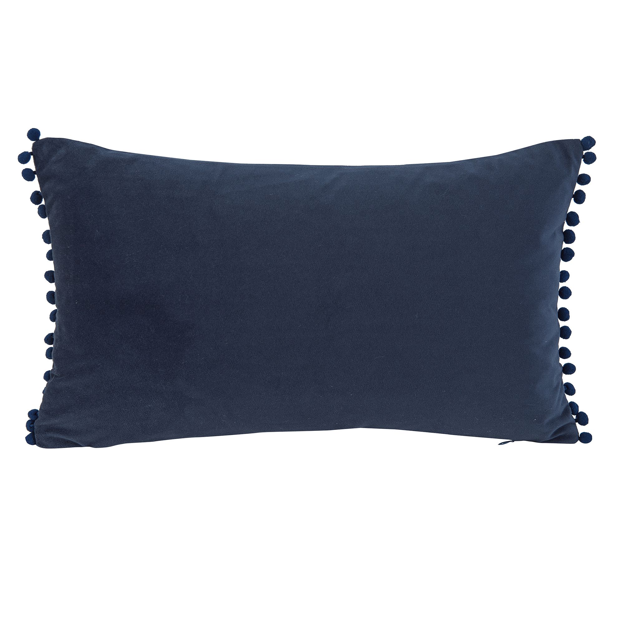 GoodHome Valgreta Deep navy Rectangular Velvet effect Indoor Cushion, (L)30cm x (W)50cm