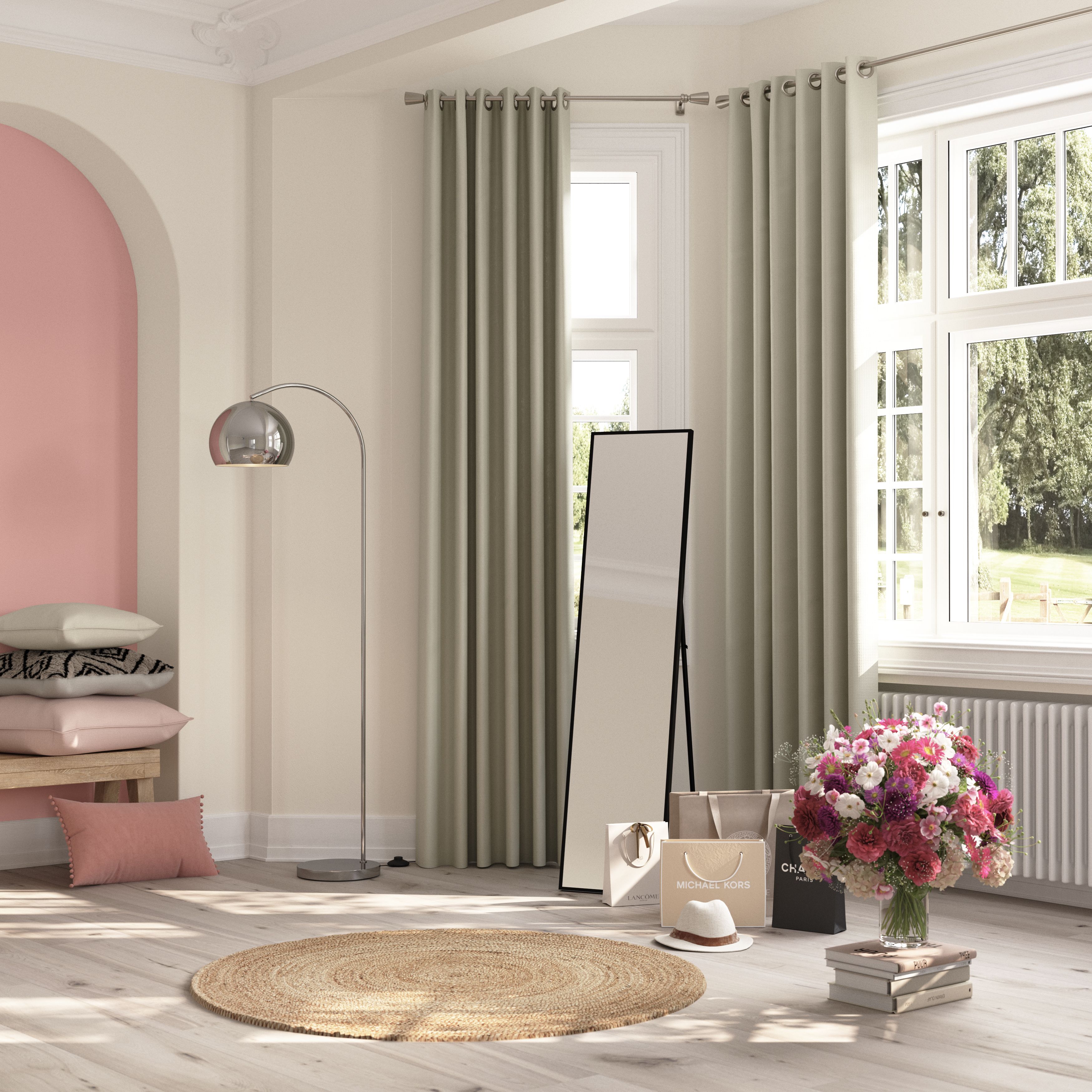 GoodHome Valgreta Pink Rectangular Velvet effect Indoor Cushion, (L)30cm x (W)50cm