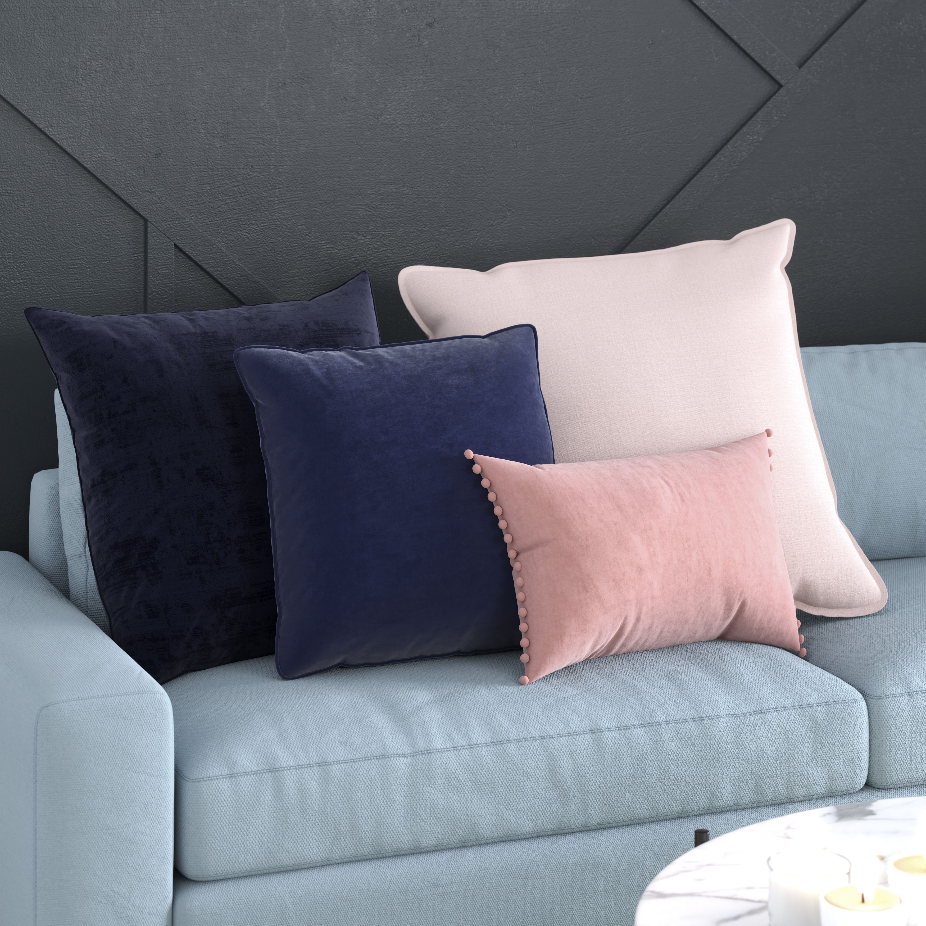 GoodHome Valgreta Pink Rectangular Velvet effect Indoor Cushion, (L)30cm x (W)50cm