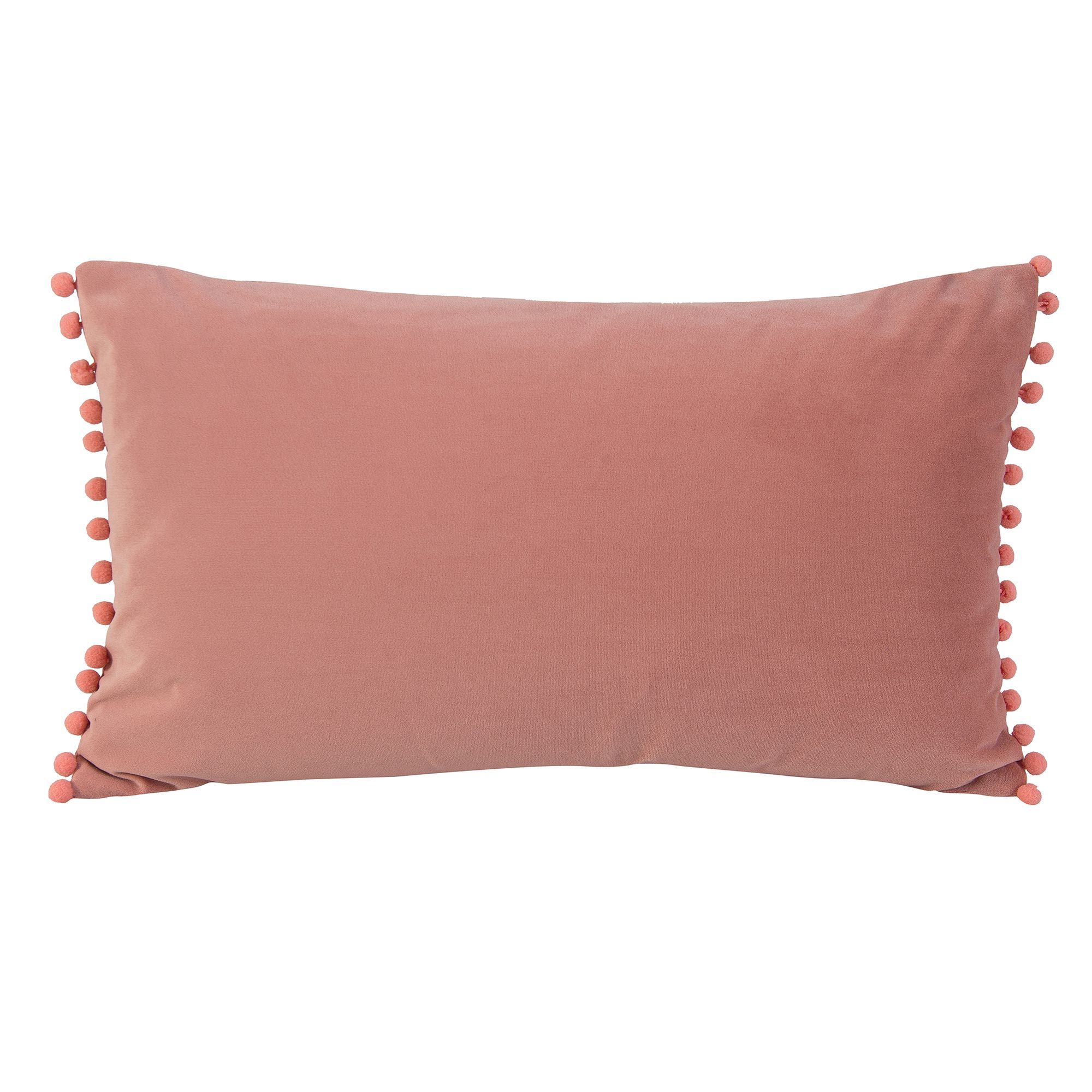 GoodHome Valgreta Pink Rectangular Velvet effect Indoor Cushion, (L)30cm x (W)50cm