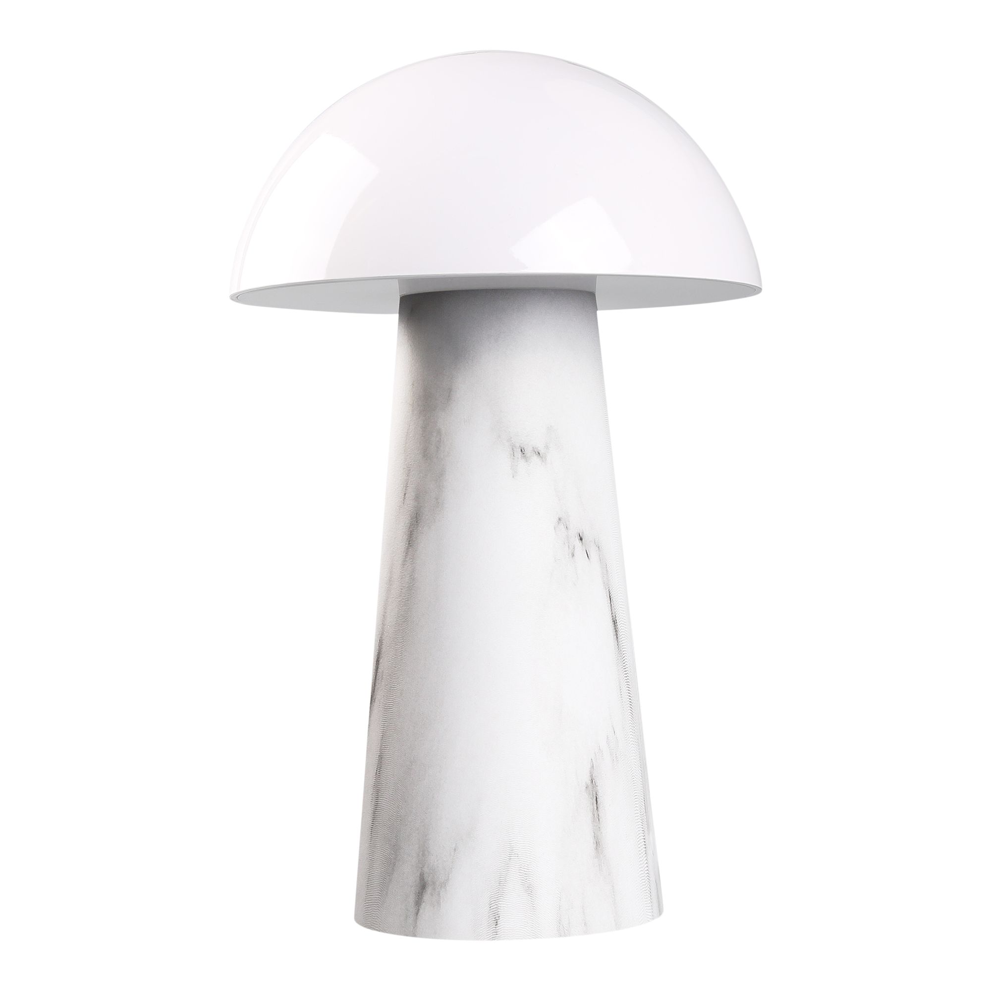 GoodHome Varitas Round Gloss White Marble effect Integrated LED Table lamp