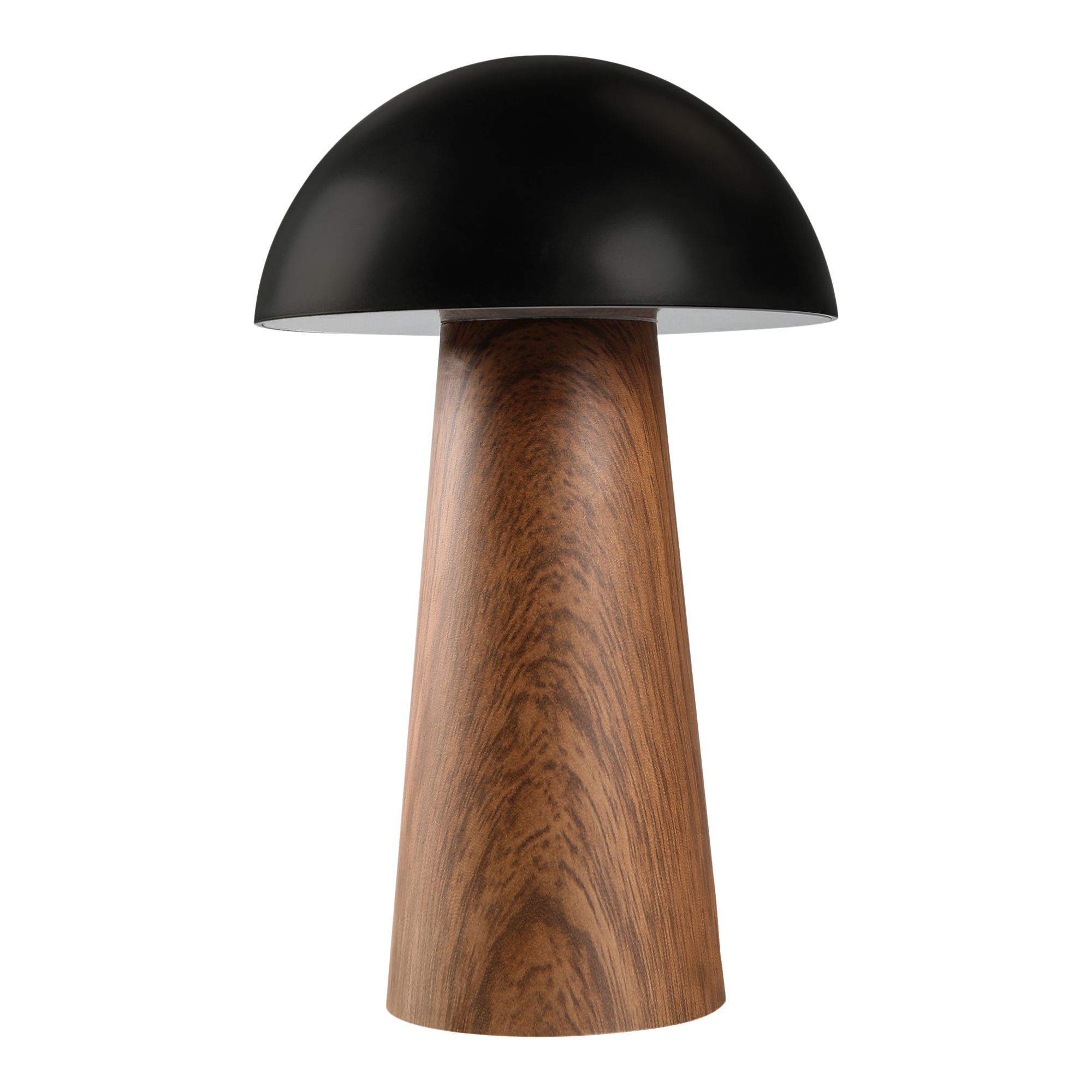 GoodHome Varitas Round Matt Black & neutral Wood effect Integrated LED Table lamp