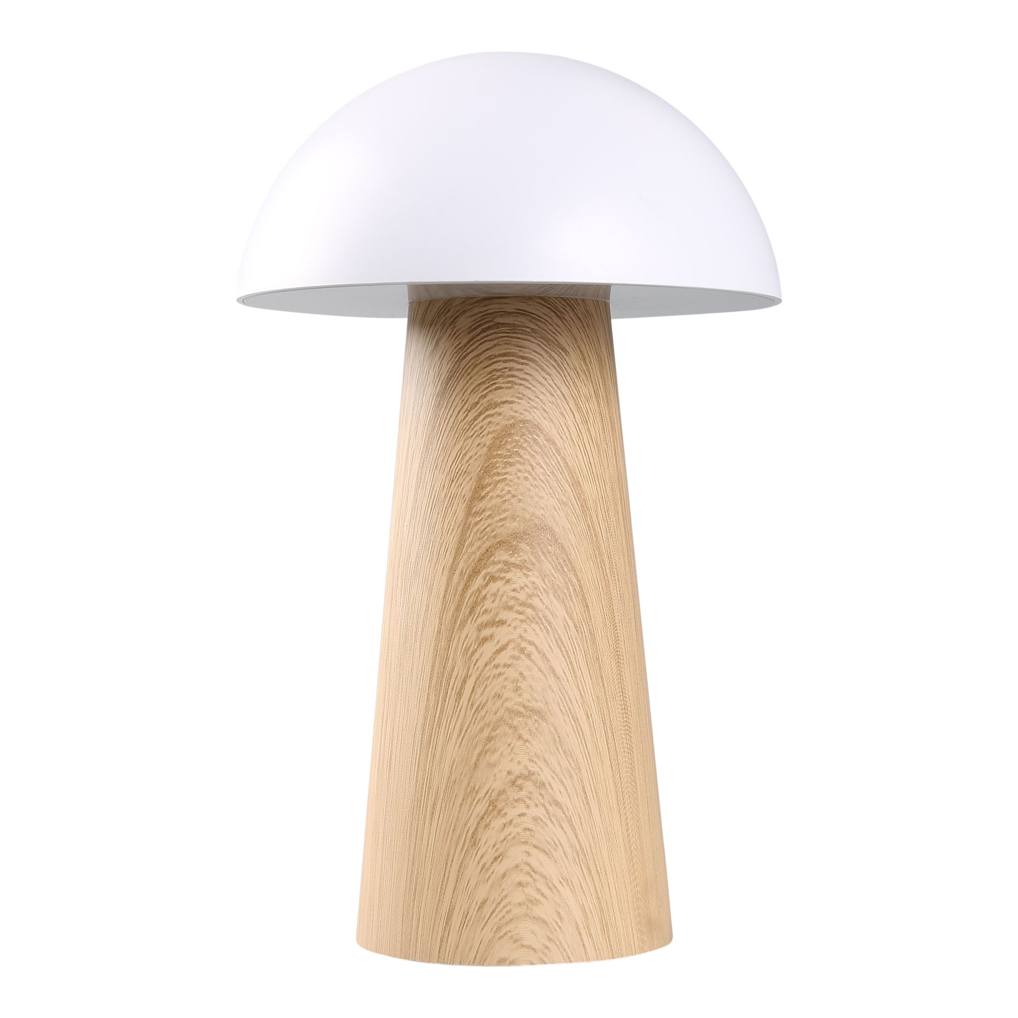GoodHome Varitas Round Matt White & neutral Wood effect Integrated LED Table lamp