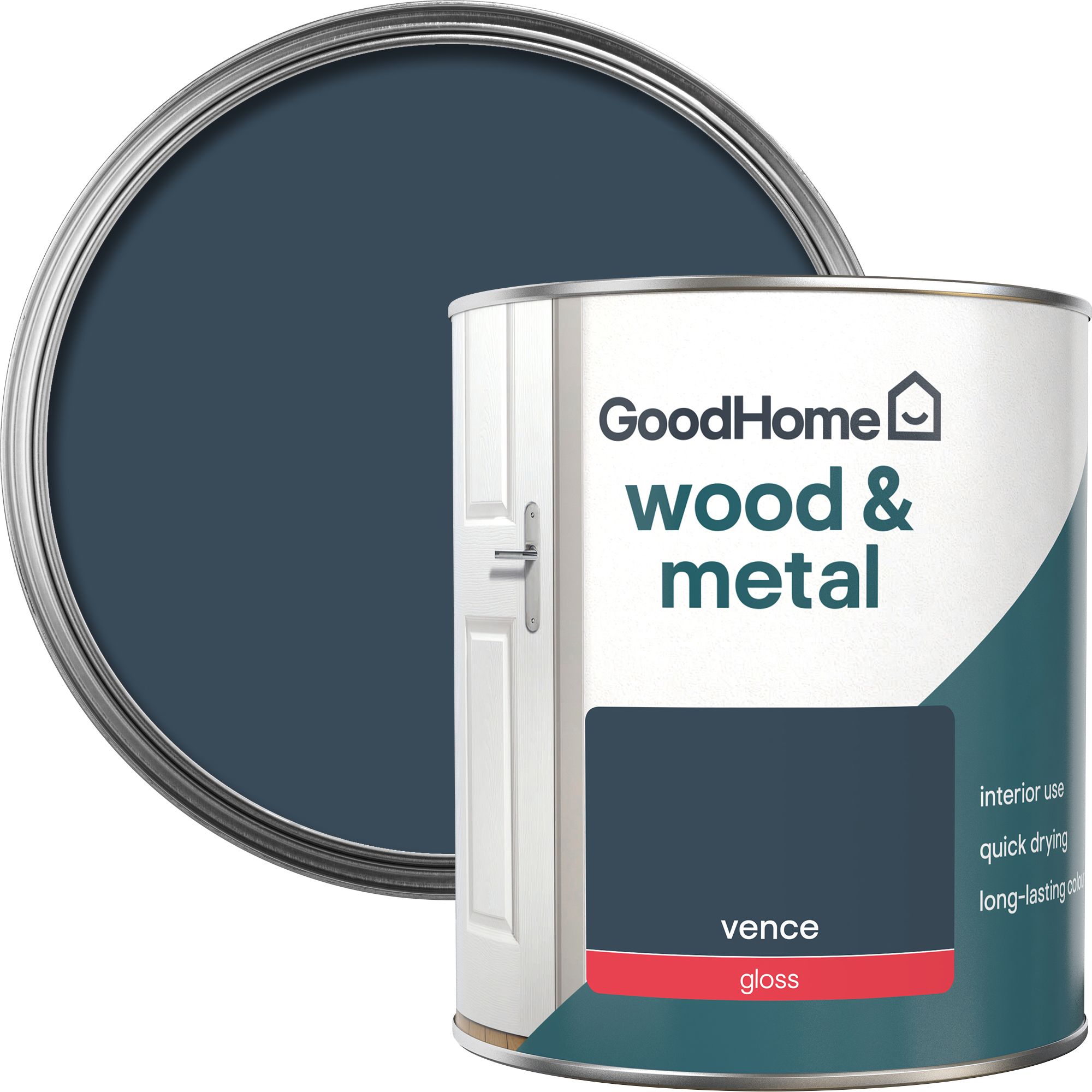 GoodHome Vence Gloss Metal & wood paint, 750ml