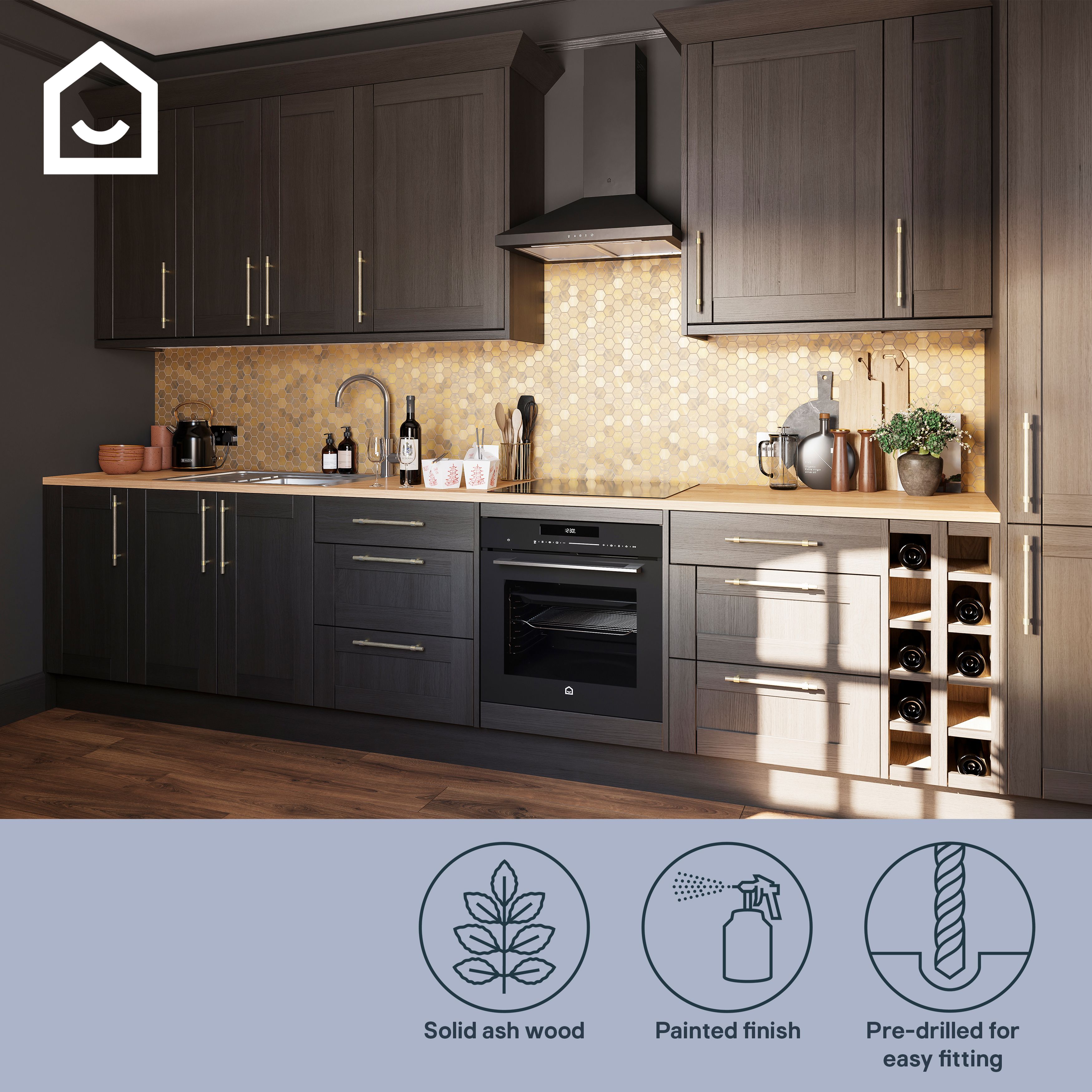 GoodHome Verbena Matt charcoal Shaker Drawer front, bridging door & bi-fold door 800mm