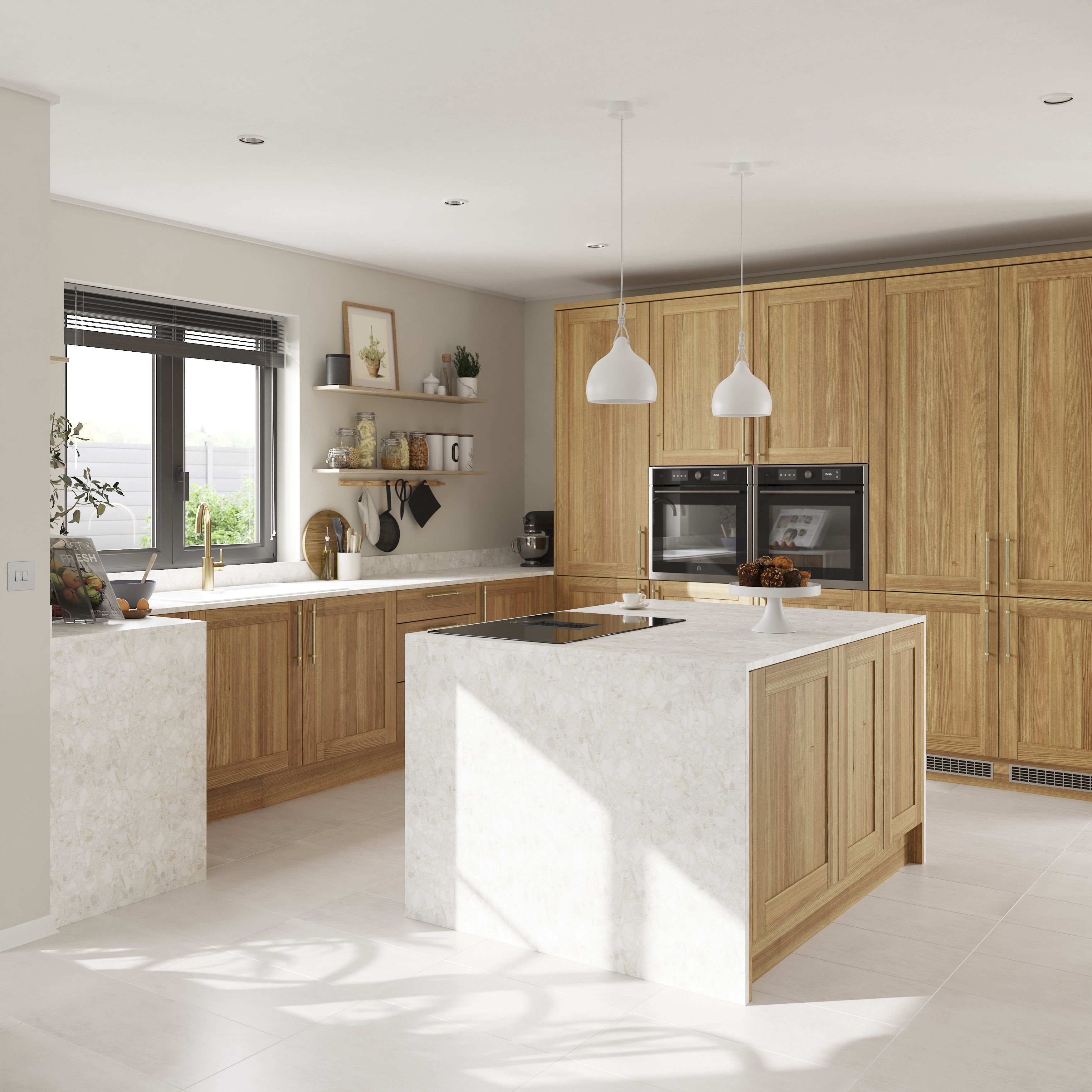 GoodHome Verbena Natural Oak effect Square edge Plinth, (L)2400mm