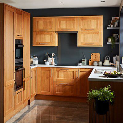 GoodHome Verbena Natural Oak effect Square edge Plinth, (L)2400mm