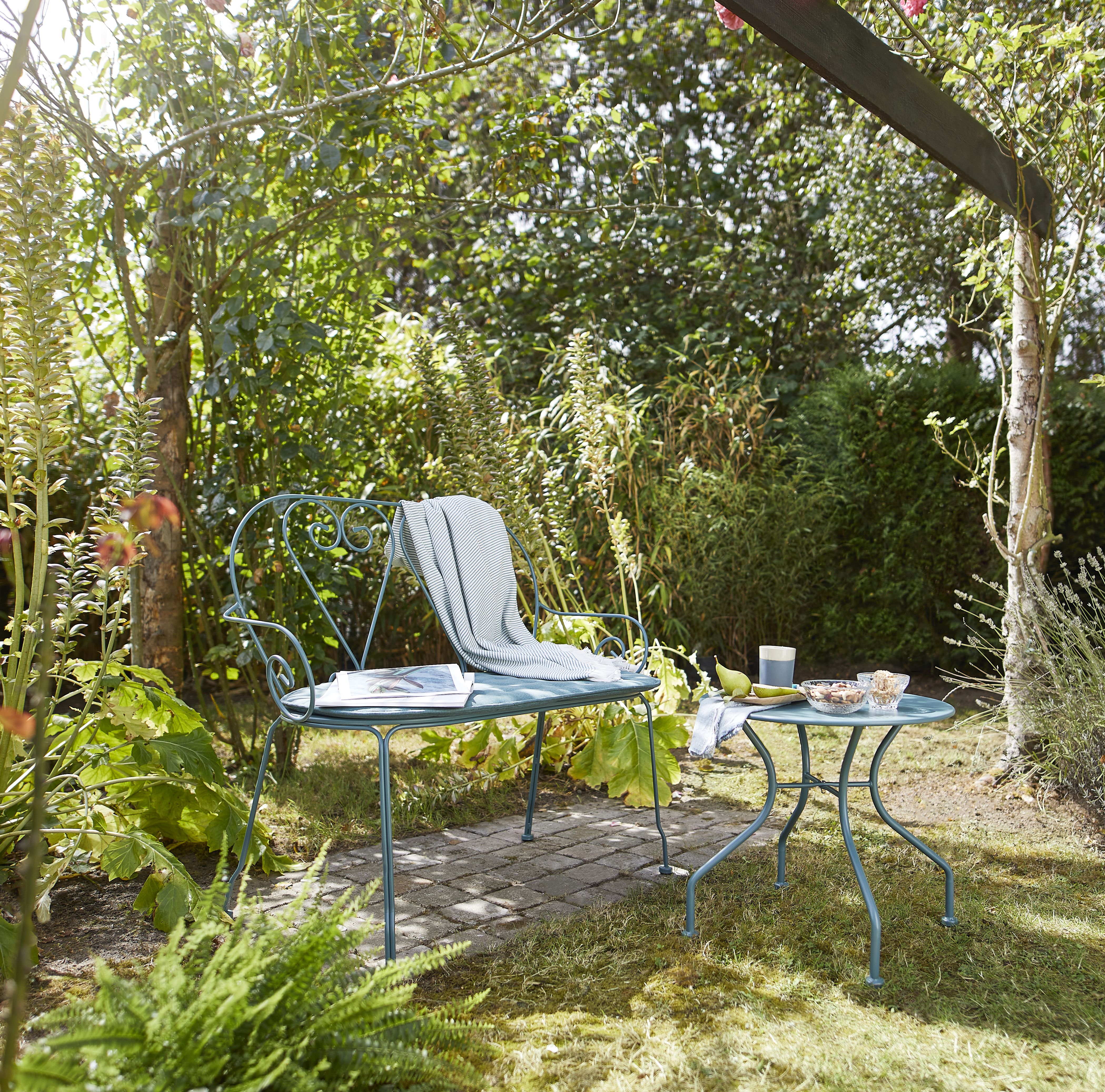 GoodHome Vernon Blue sea pine Outdoor Bench cushion, (L)94.5cm x (W)45cm