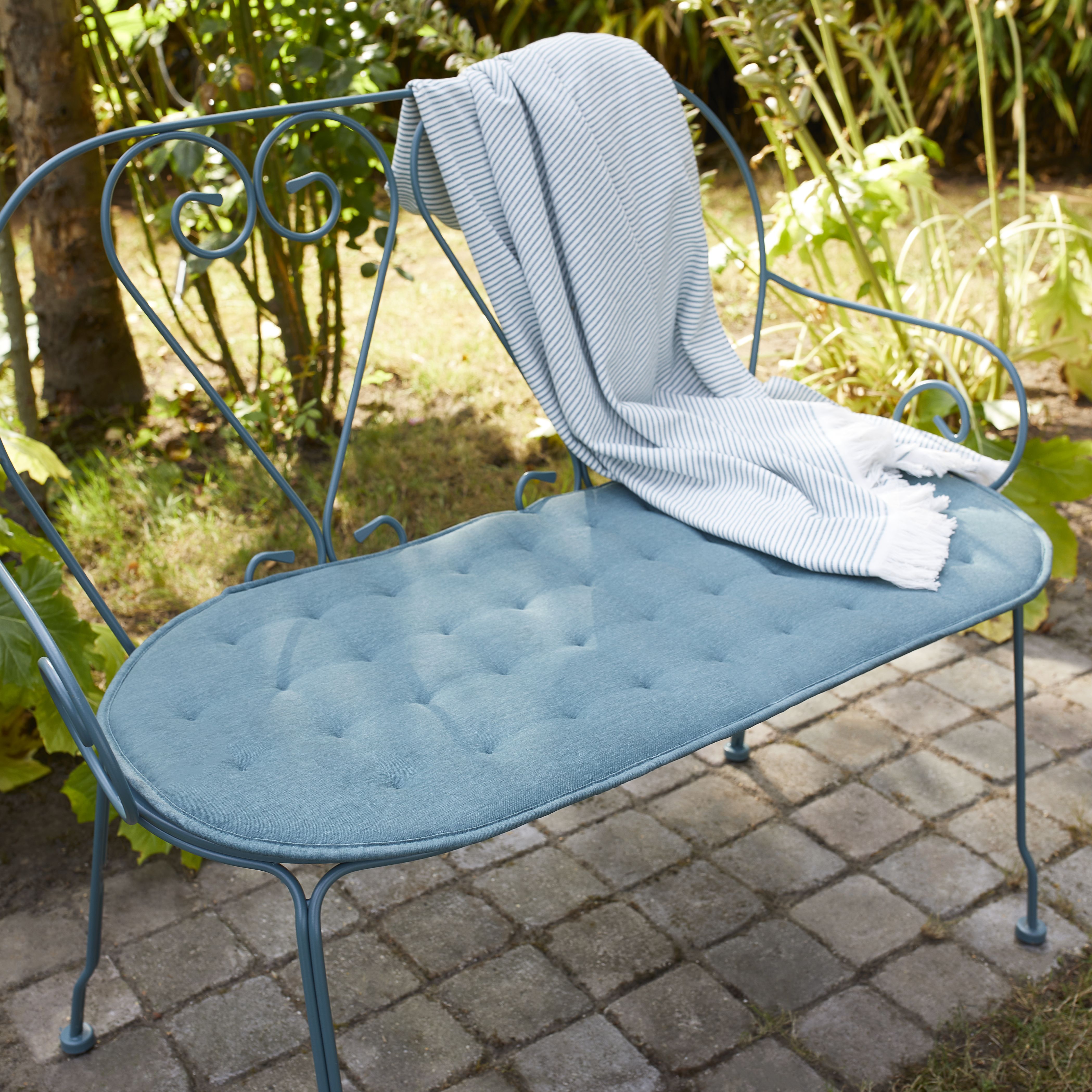 GoodHome Vernon Blue sea pine Outdoor Bench cushion, (L)94.5cm x (W)45cm