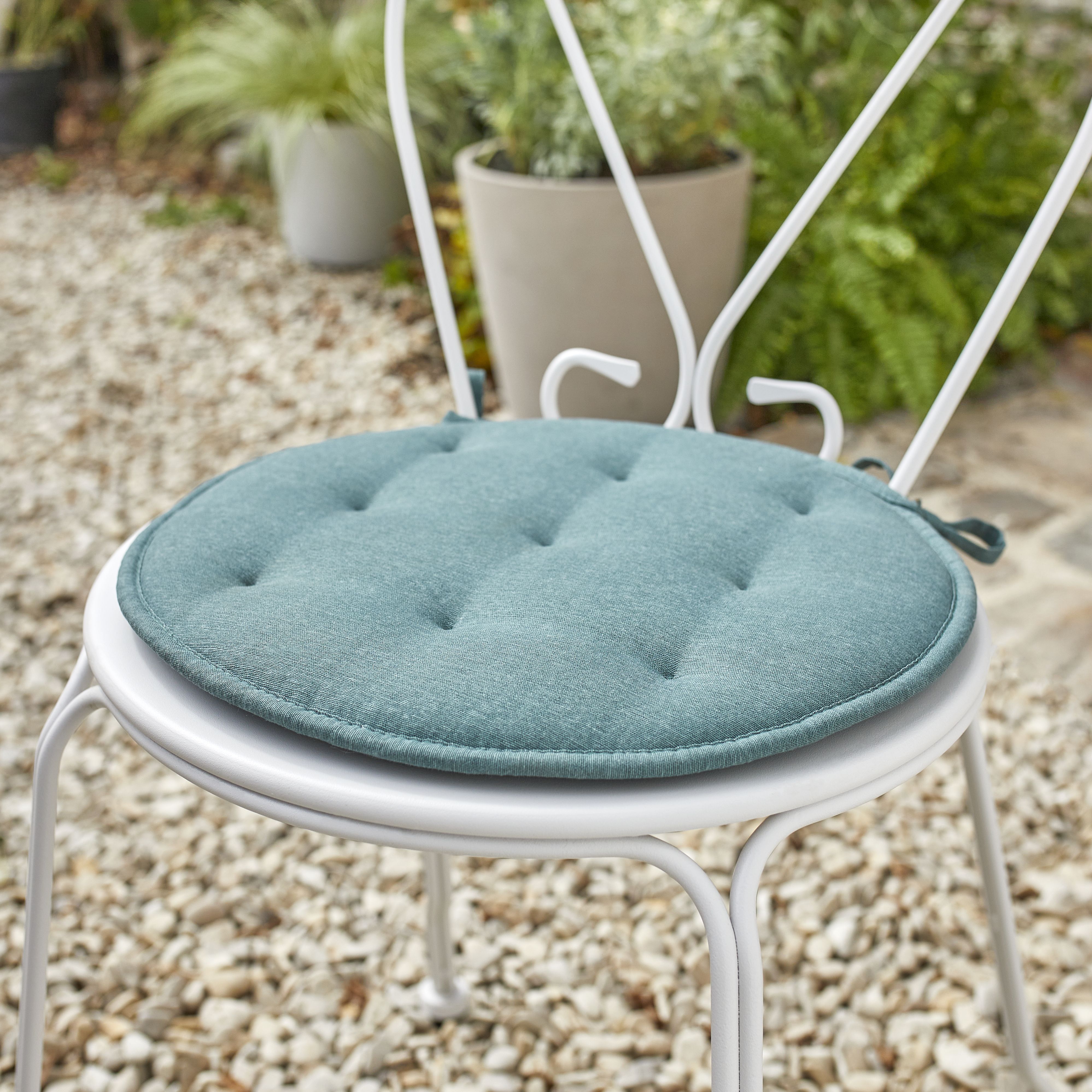 GoodHome Vernon Blue sea pine Plain Seat pad (W)38cm