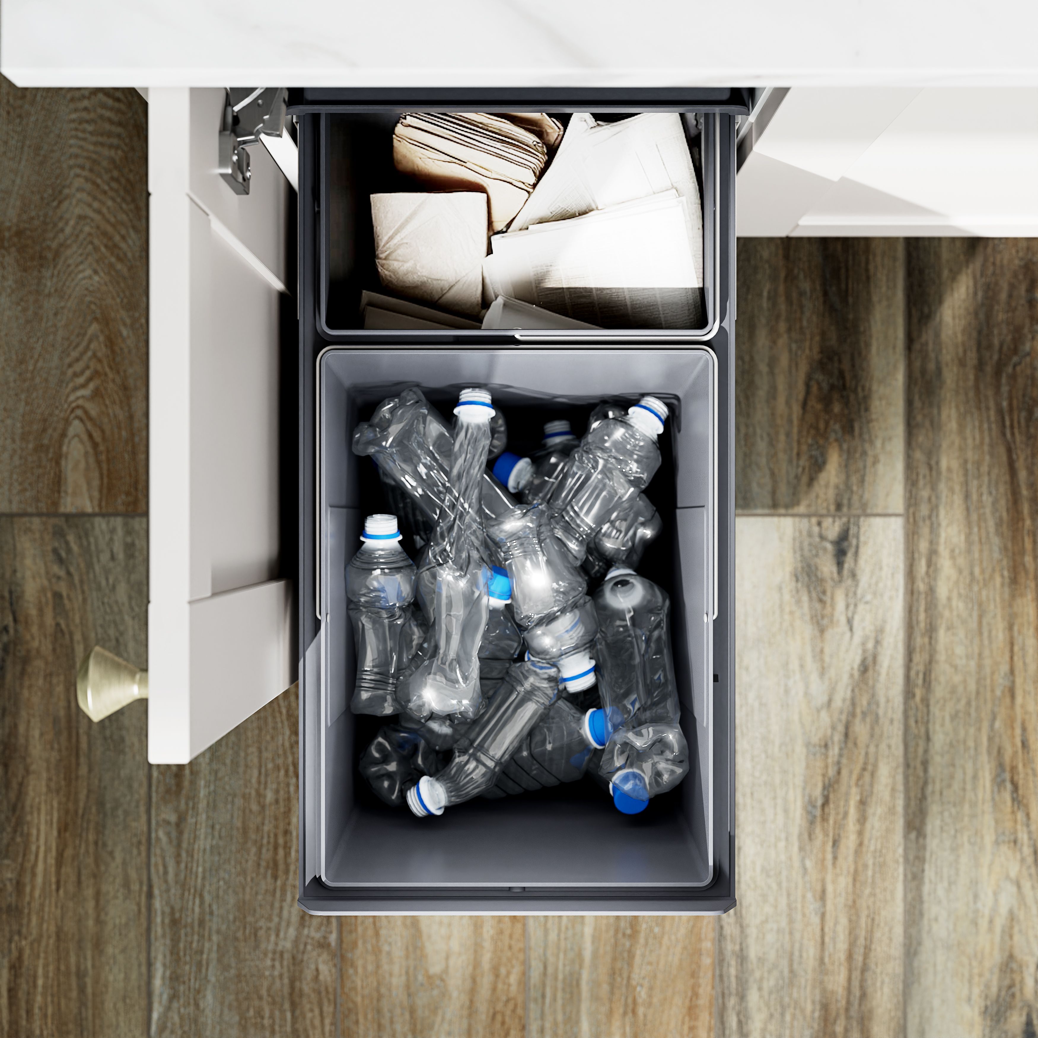 GoodHome Vigote Anthracite Integrated Kitchen Pull-out bin, - 26L