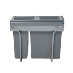 GoodHome Vigote Anthracite Rectangular Integrated Kitchen Pull-out bin, 26L