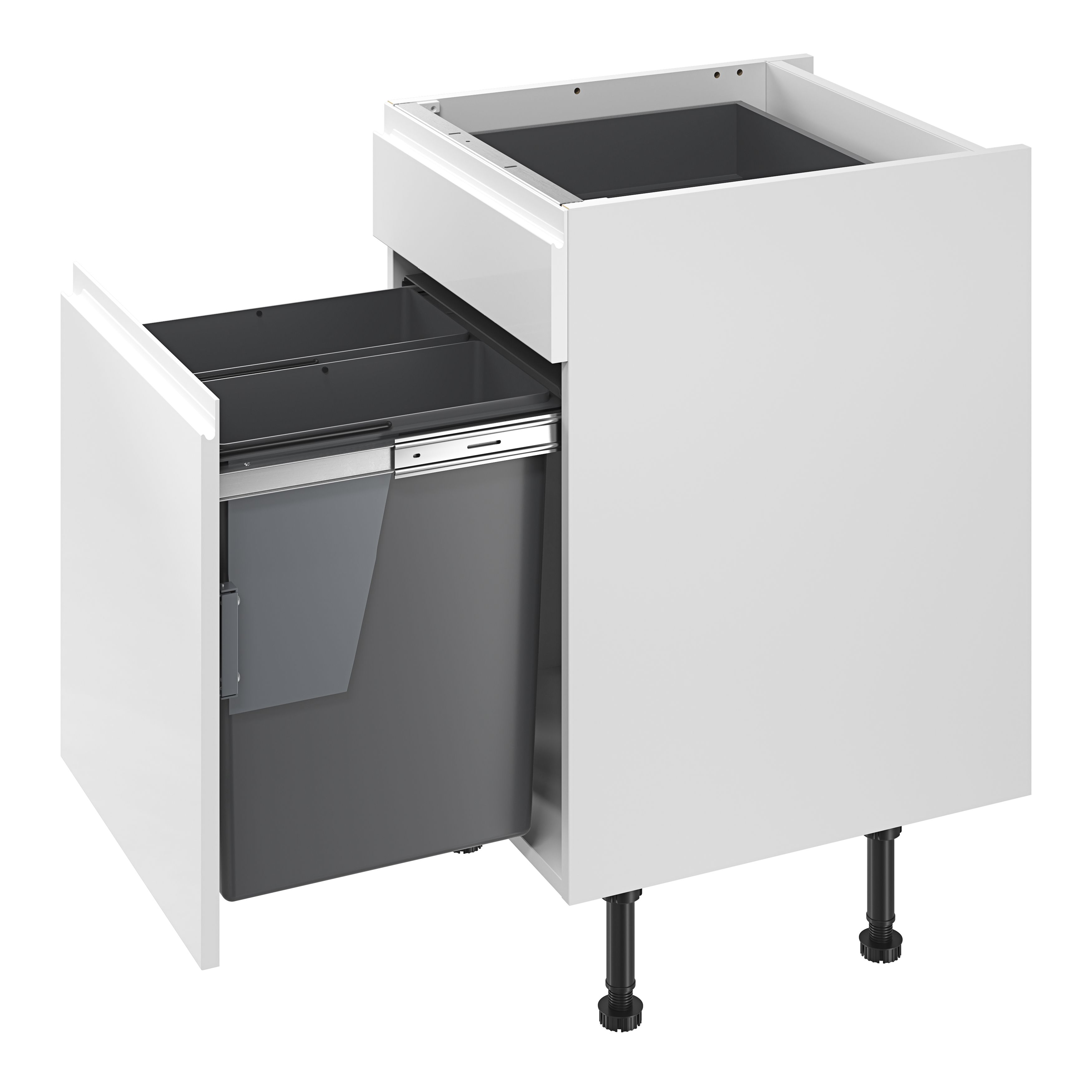 GoodHome Vigote Anthracite Silver effect Integrated Kitchen Pull-out bin, - 58L