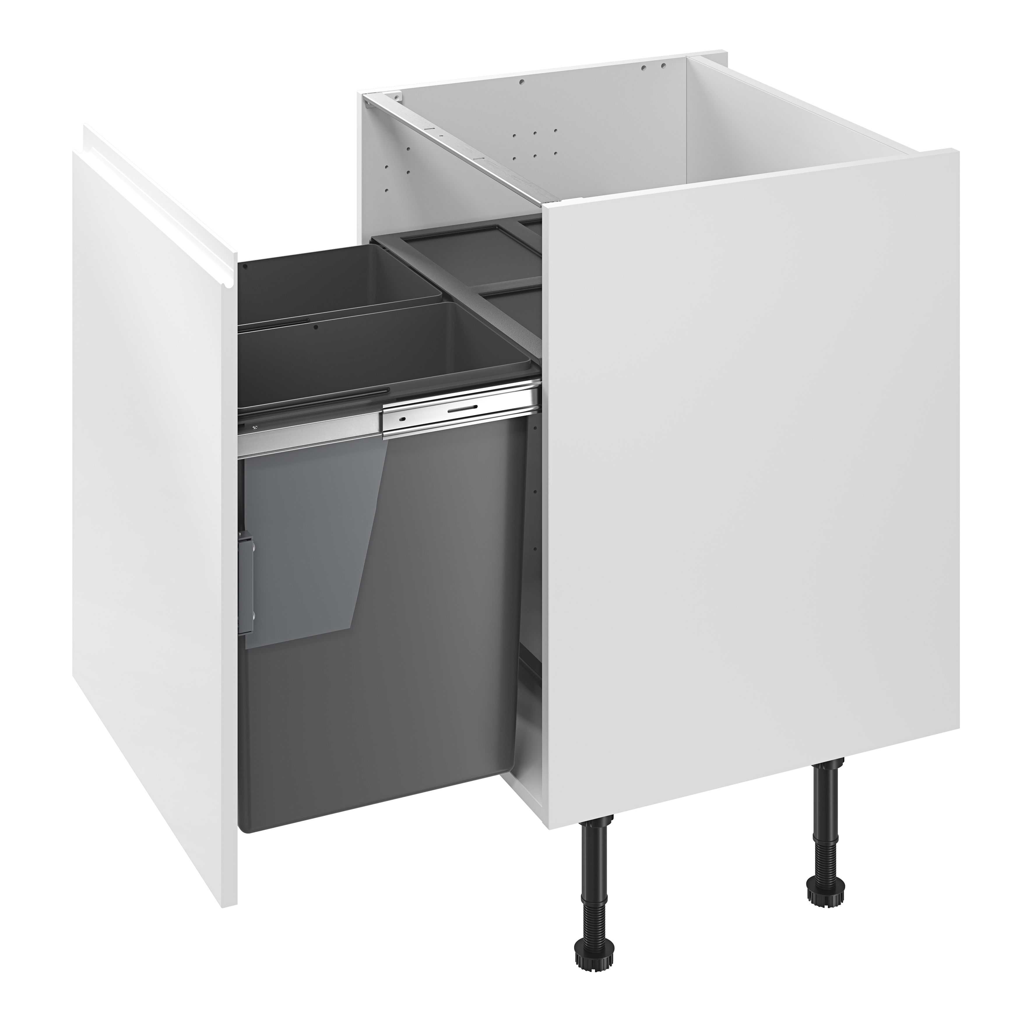 GoodHome Vigote Anthracite Silver effect Integrated Kitchen Pull-out bin, - 92L