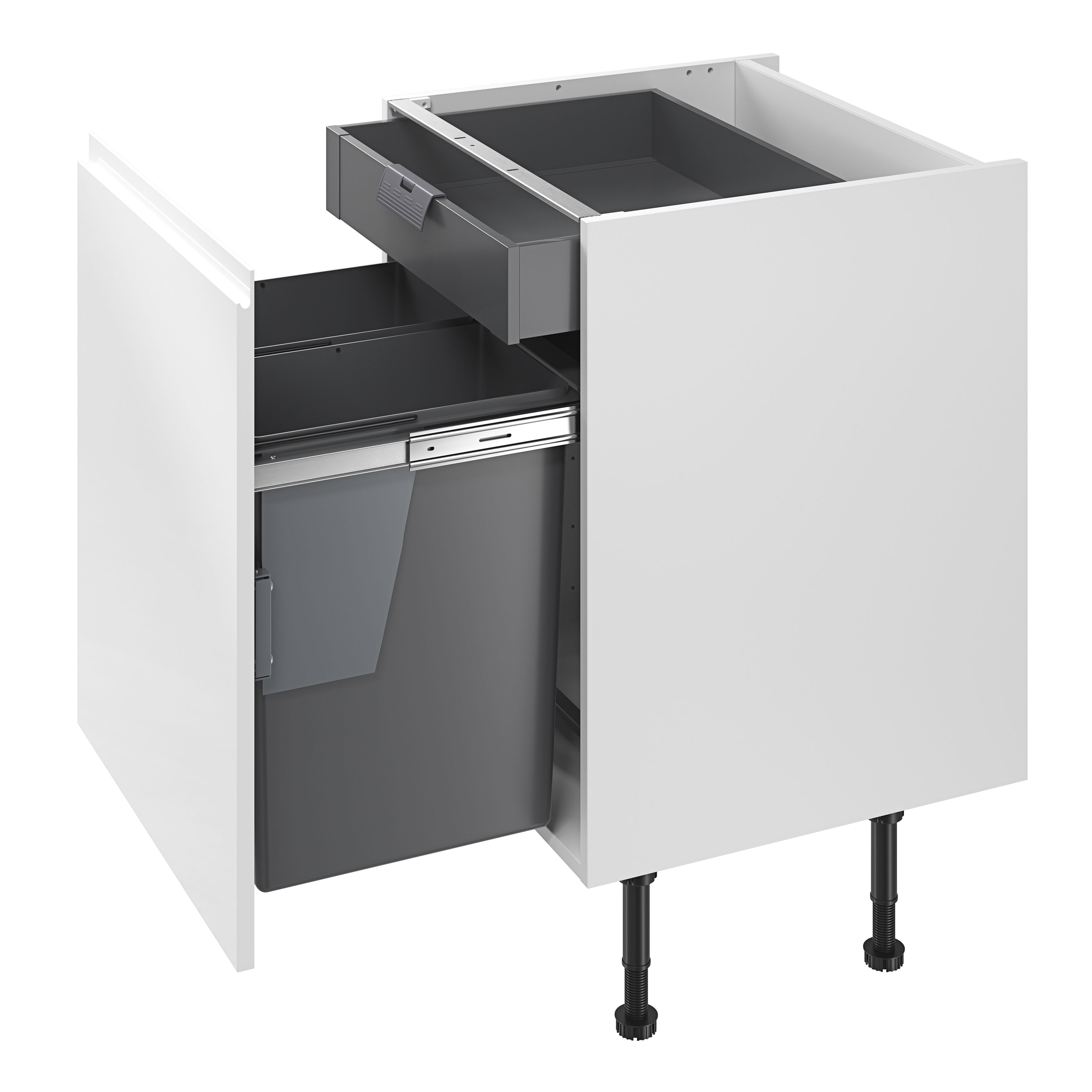 GoodHome Vigote Anthracite Silver effect Integrated Kitchen Pull-out bin, - 92L
