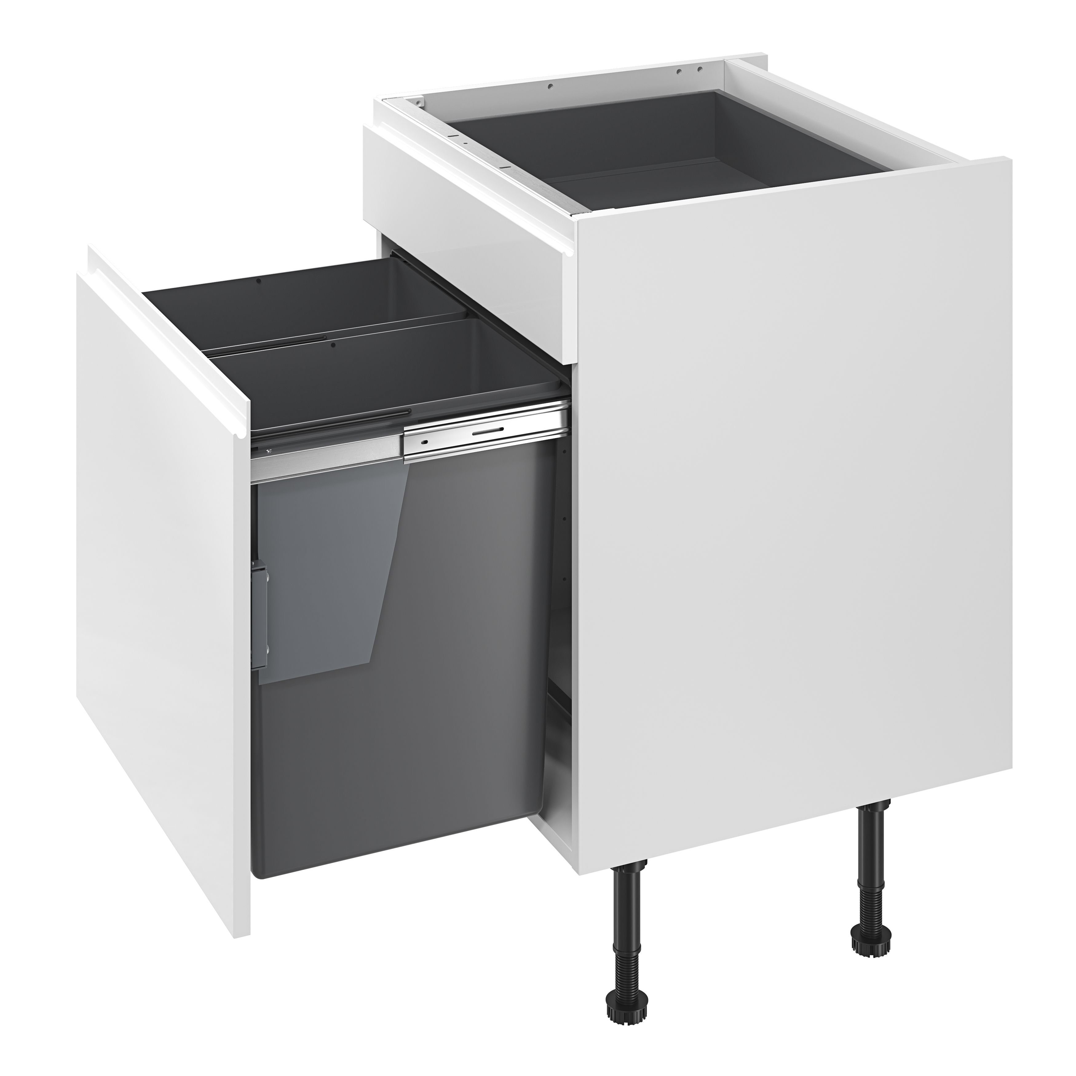 GoodHome Vigote Anthracite Silver effect Integrated Kitchen Pull-out bin, - 92L