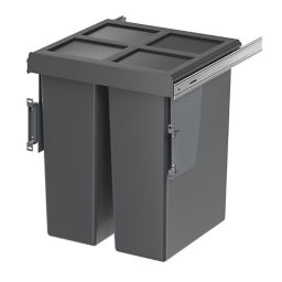 GoodHome Vigote Anthracite Silver effect Rectangular Integrated Kitchen Pull-out bin, 64L
