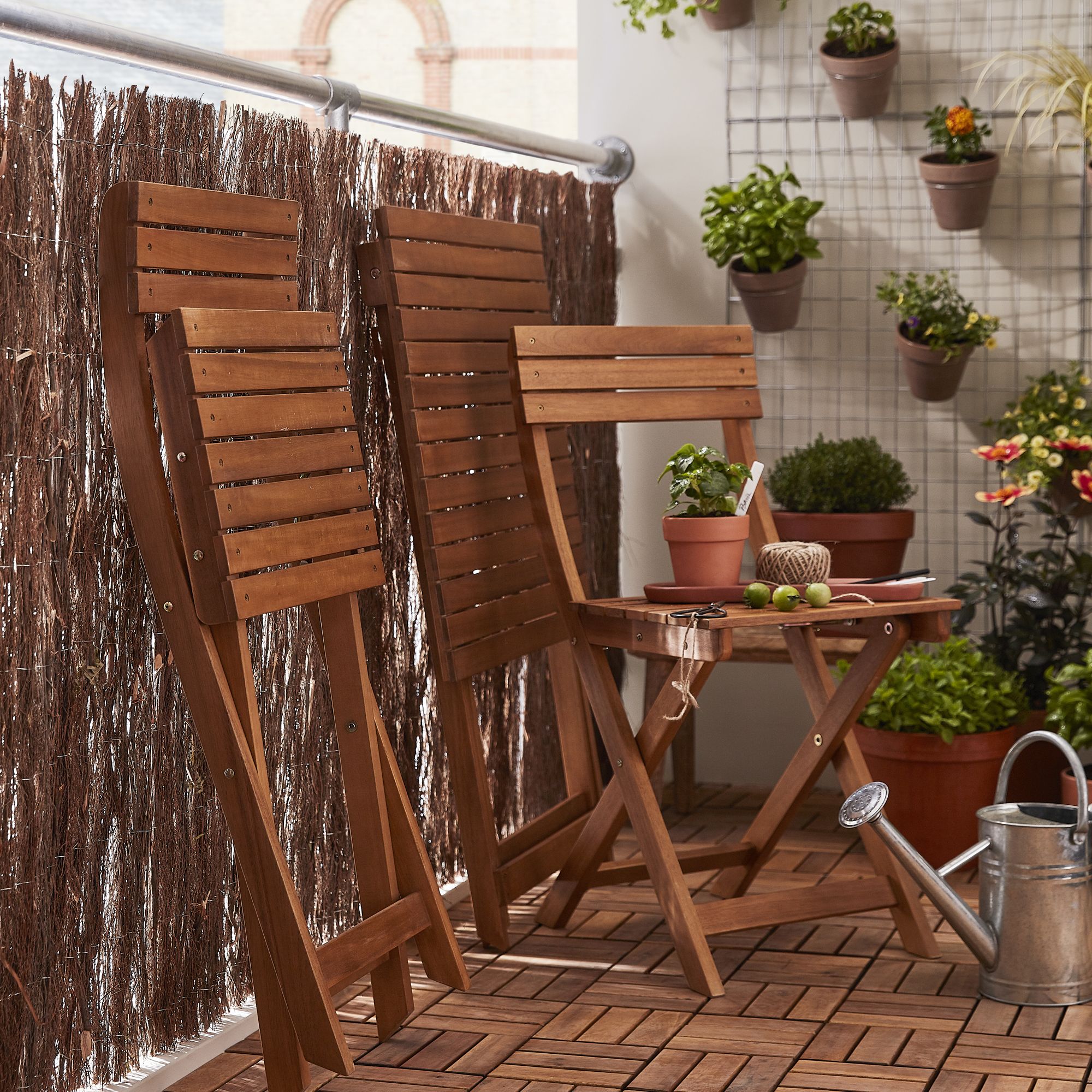 GoodHome Virginia Acacia Wooden 2 seater Bistro set