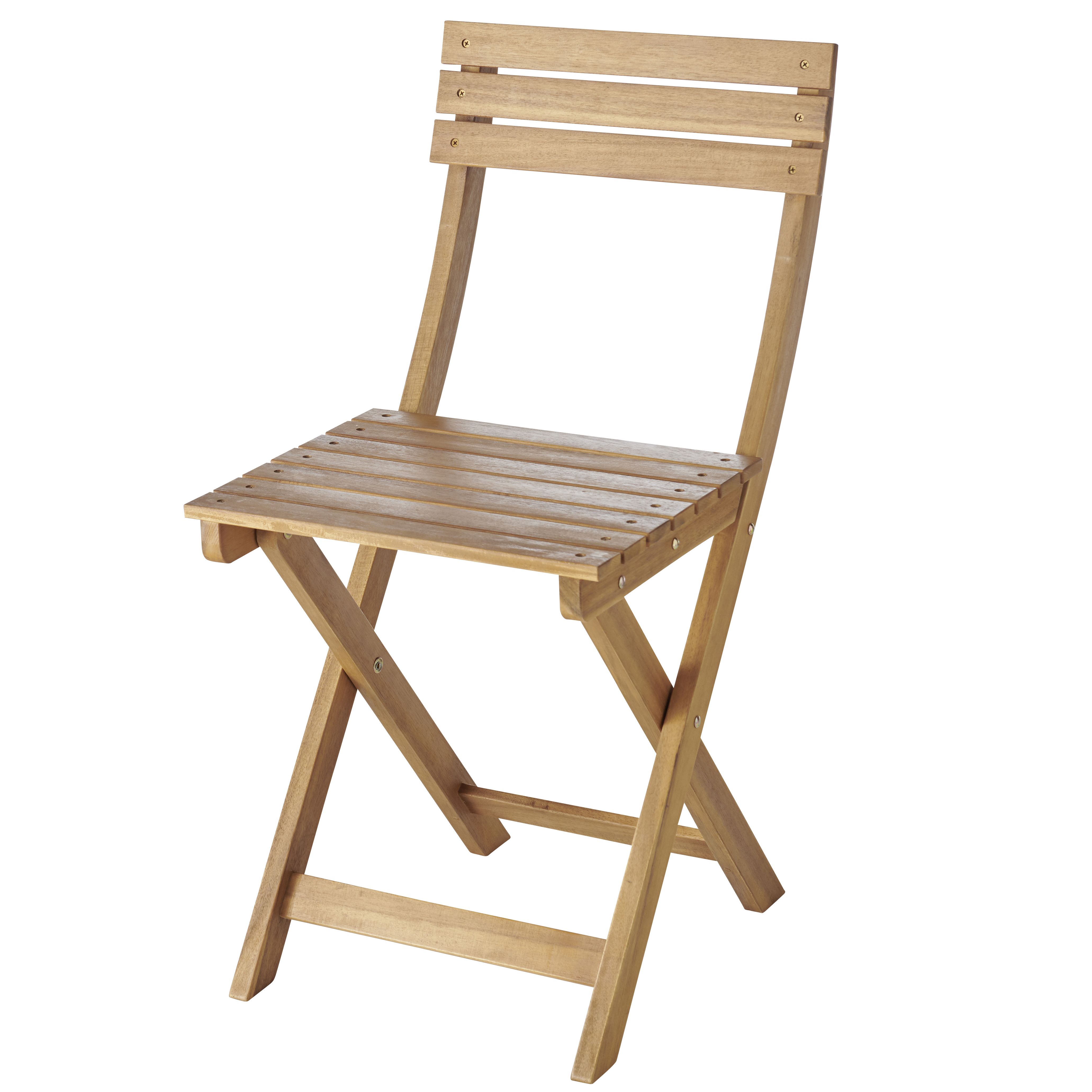 GoodHome Virginia Acacia Wooden Foldable Chair Pack of 2