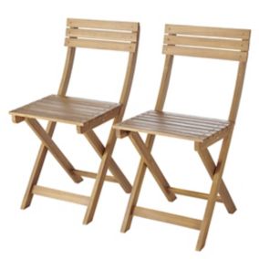 GoodHome Virginia Wooden Foldable Chair, Pack of 2