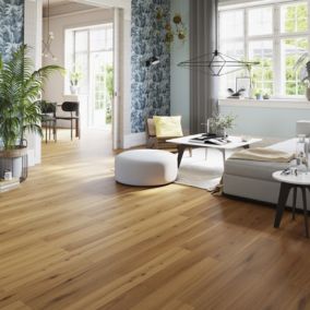 GoodHome Visby Blonde Oak Engineered Real wood top layer flooring, 0.99m² Pack of 7