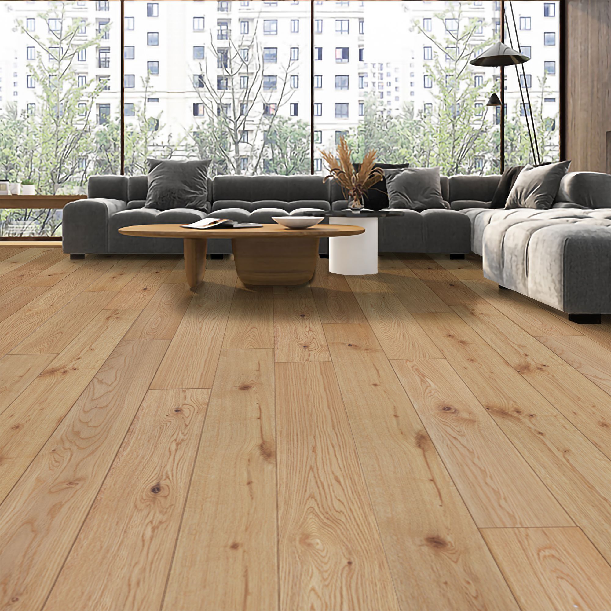 GoodHome Visby Modern Blond Oak effect Real wood top layer flooring - 5