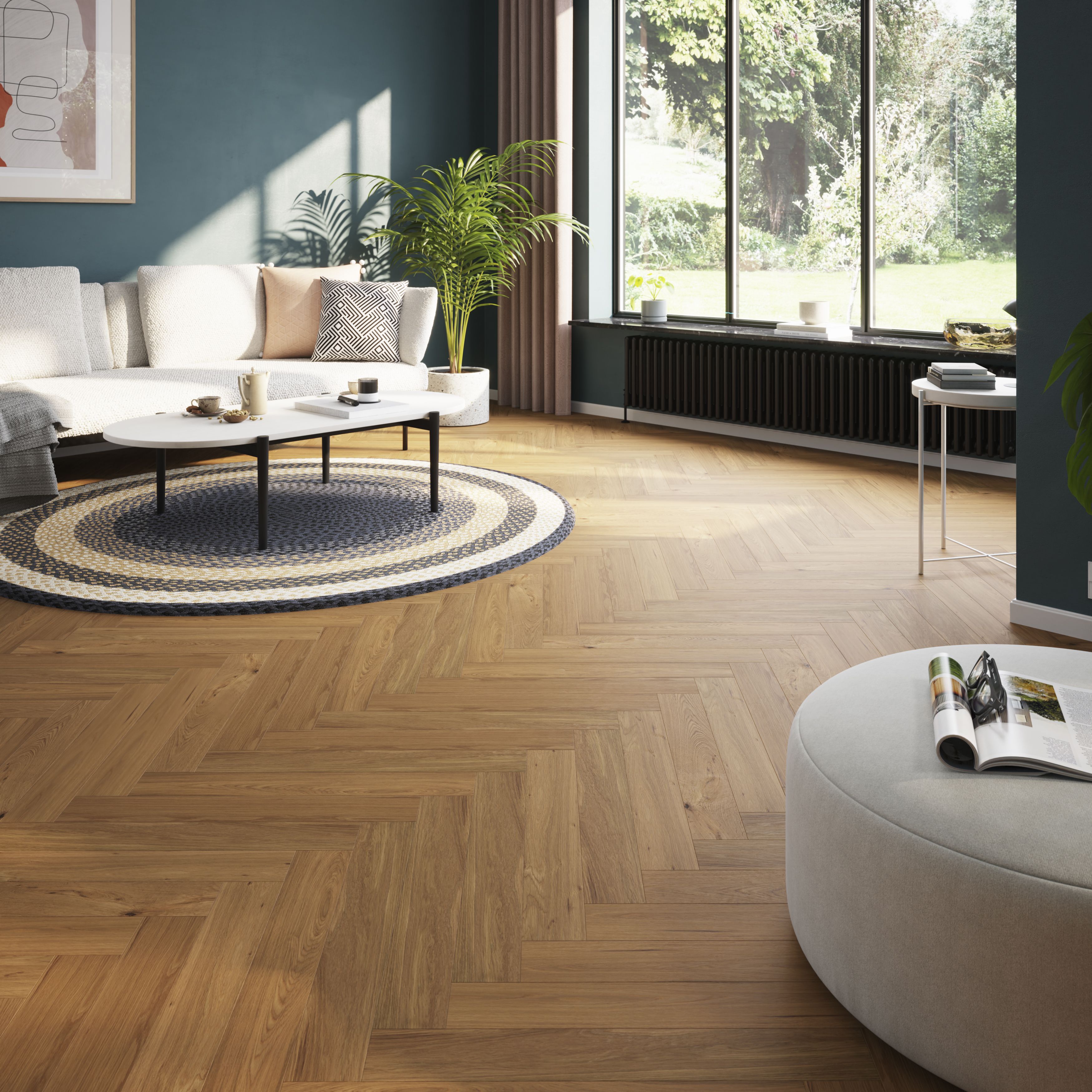 GoodHome Visby Modern Herringbone Oak Engineered Real wood top layer flooring, 1.94m² Pack of 36