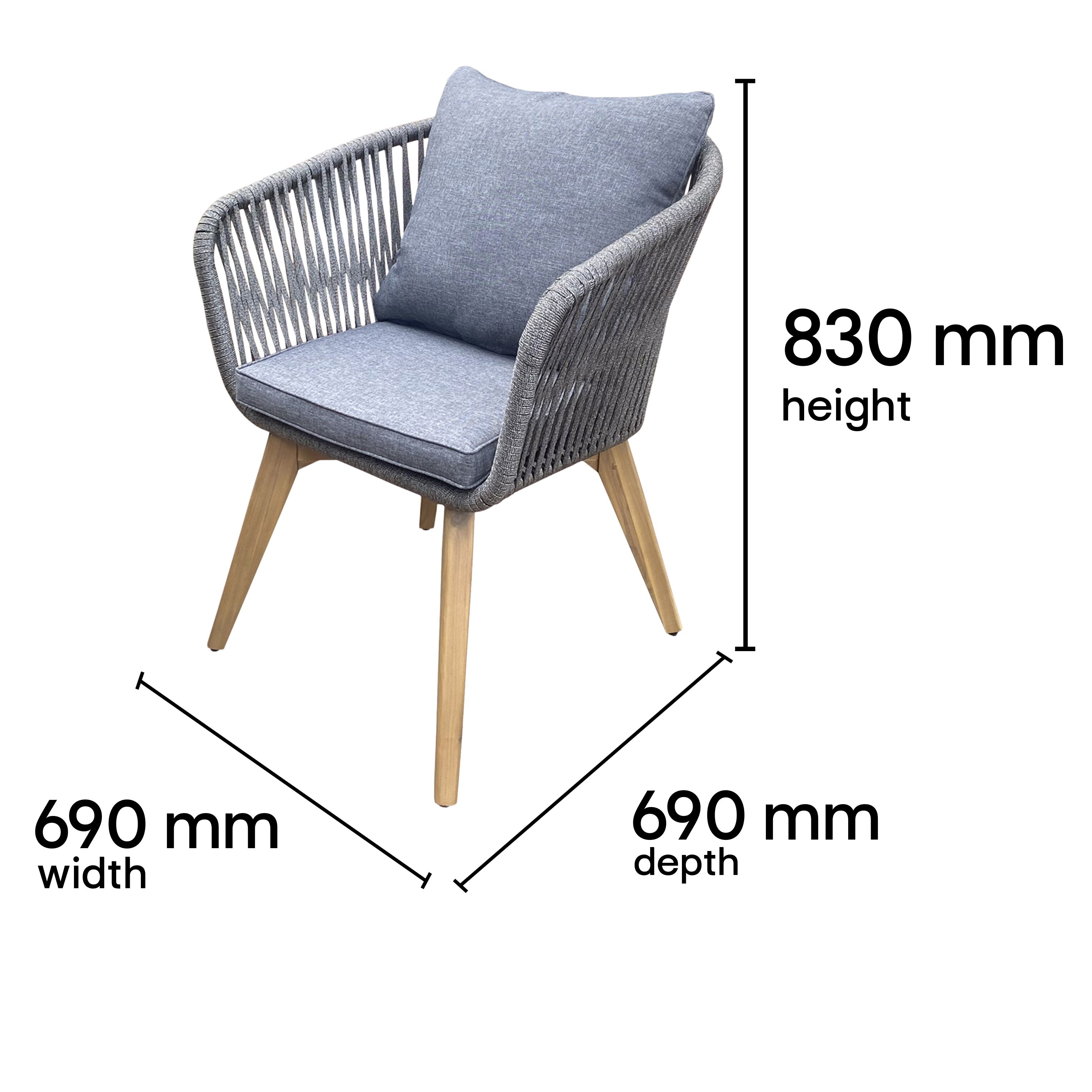 GoodHome Vitello Grey & Natural 2 seater Bistro set - 8