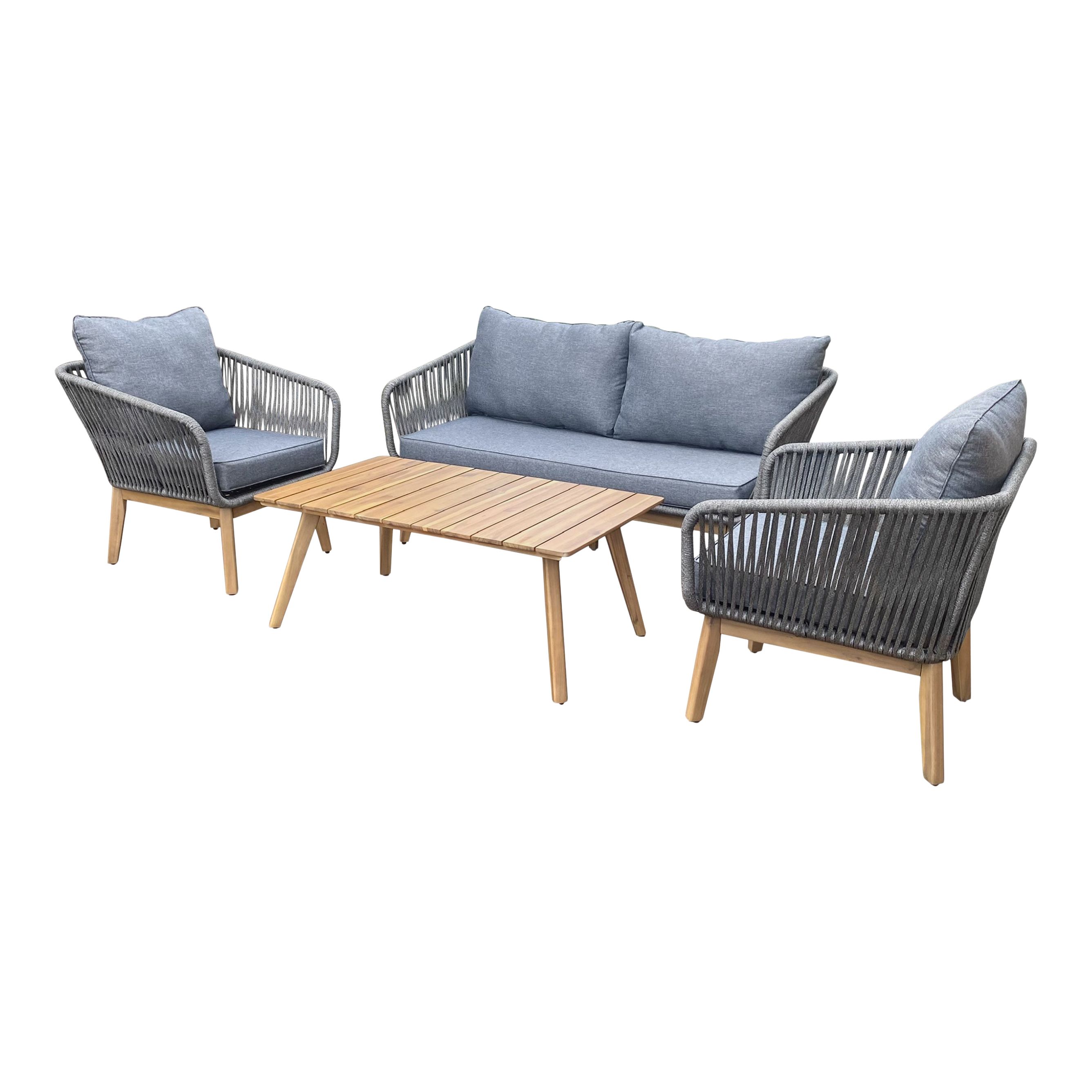 GoodHome Vitello Grey & Natural 4 Seater Coffee set - 3