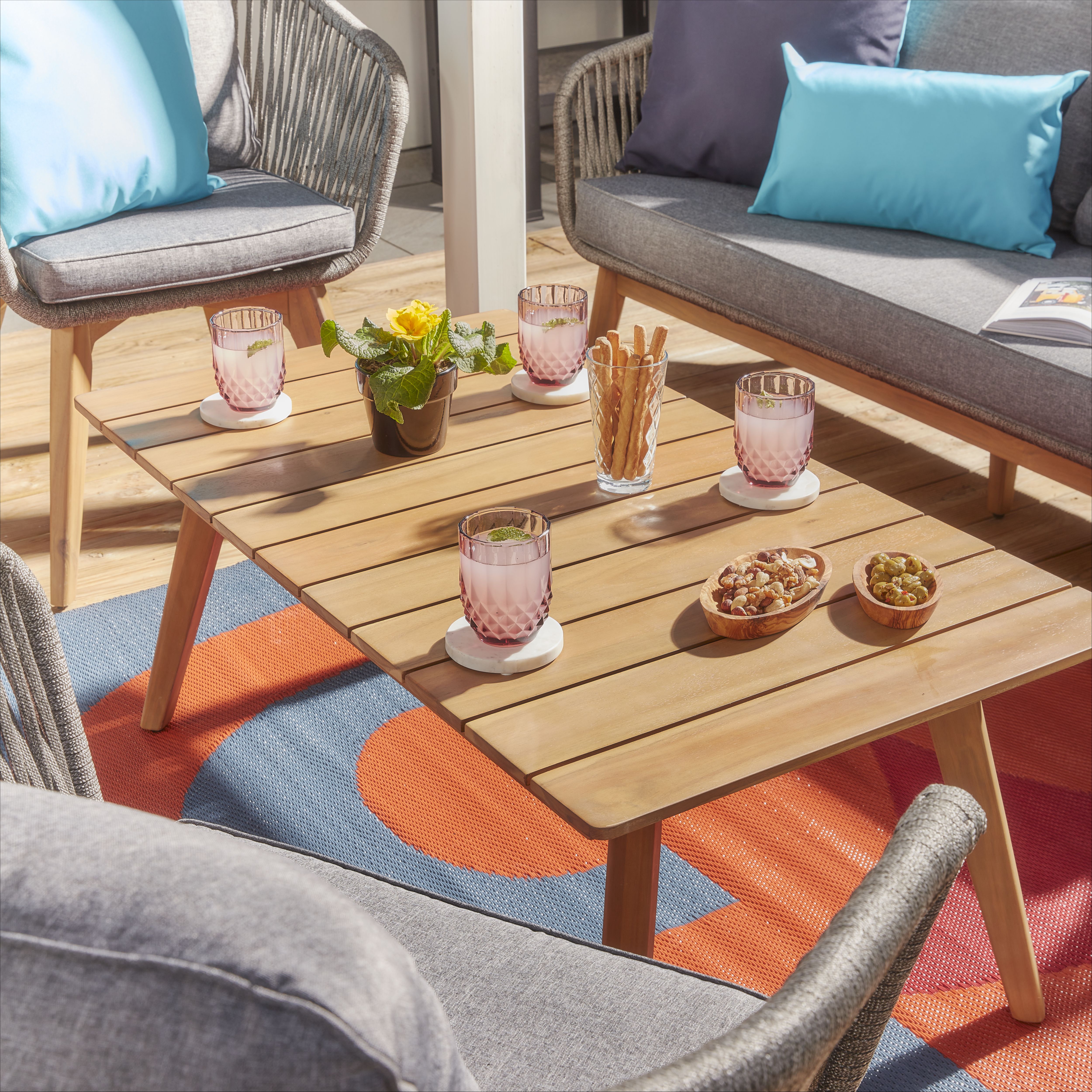 GoodHome Vitello Grey & Natural 4 Seater Coffee set - 7