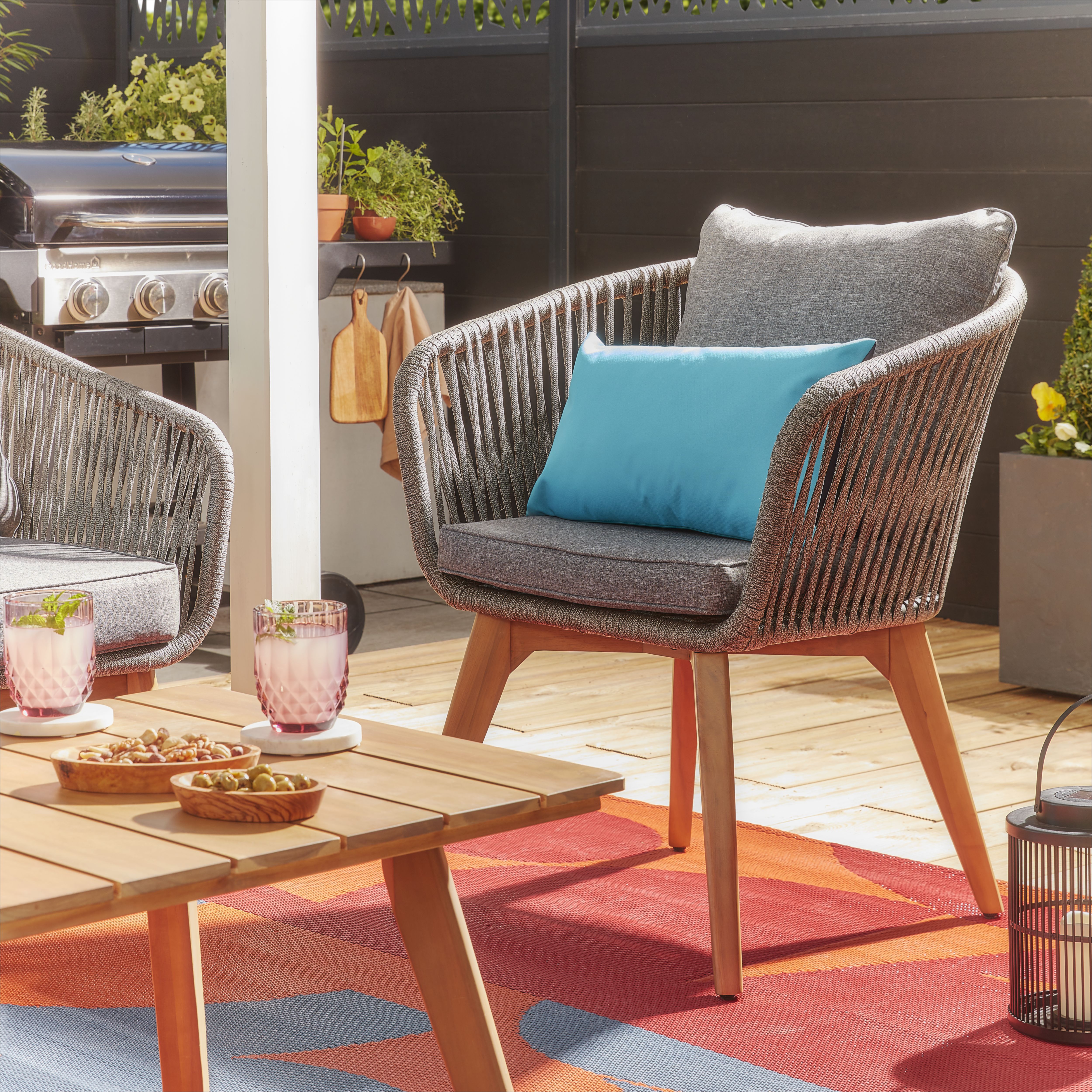 GoodHome Vitello Grey & Natural 4 Seater Coffee set - 9