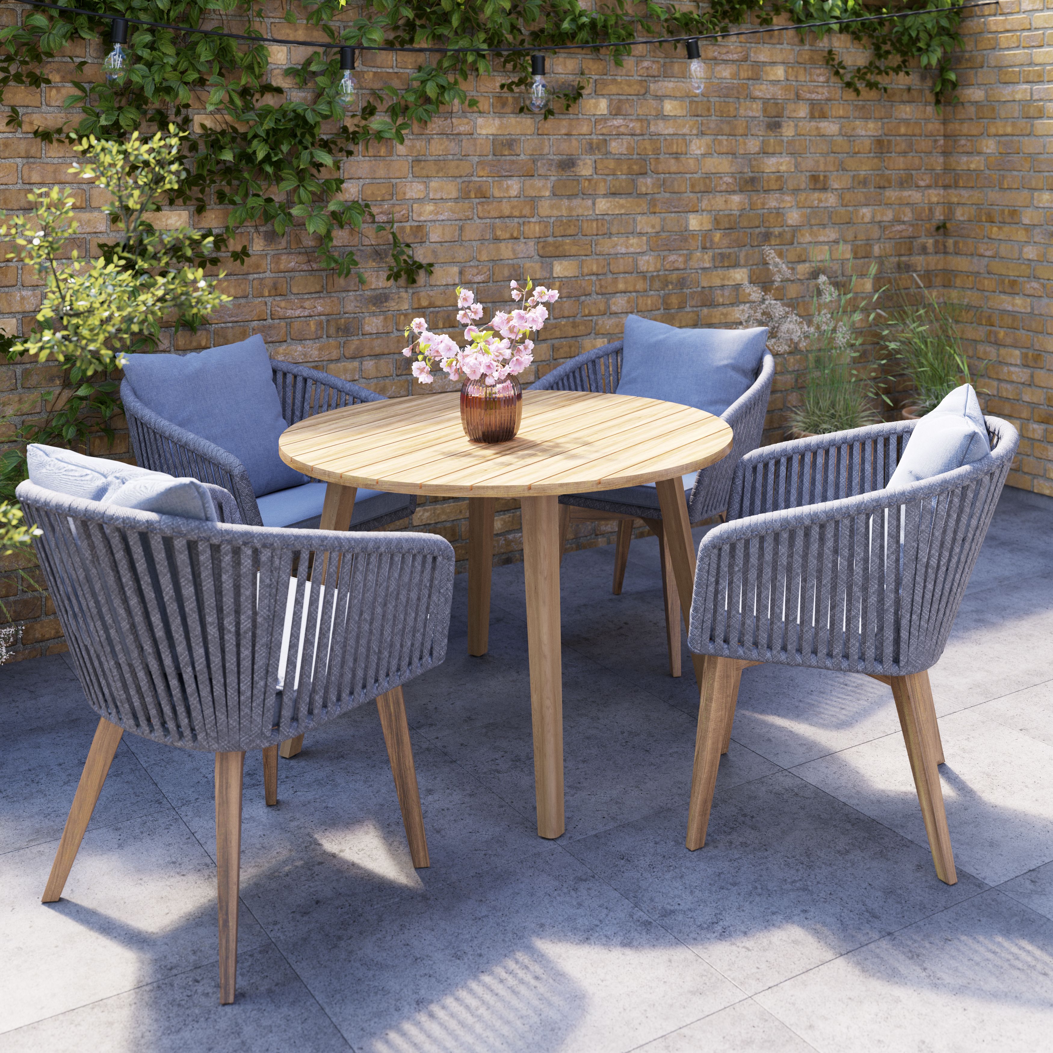 GoodHome Vitello Grey & Natural 4 Seater Dining set