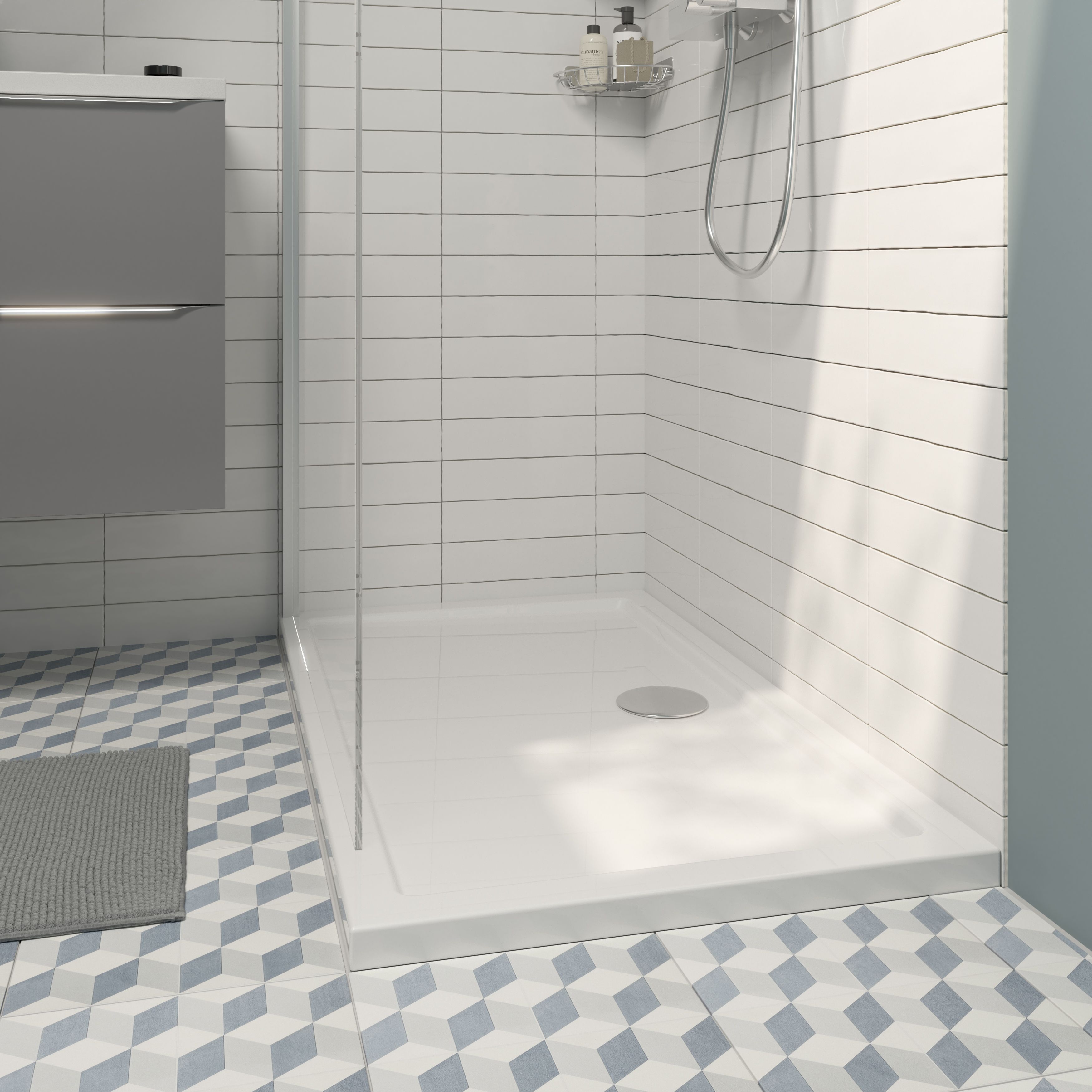 GoodHome Vorma Gloss White Rectangular Centre drain Shower tray (L)760mm (W)1200mm - 3