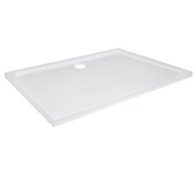 GoodHome Vorma Gloss White Rectangular Centre drain Shower tray (L)800mm (W)1200mm (H) 40mm