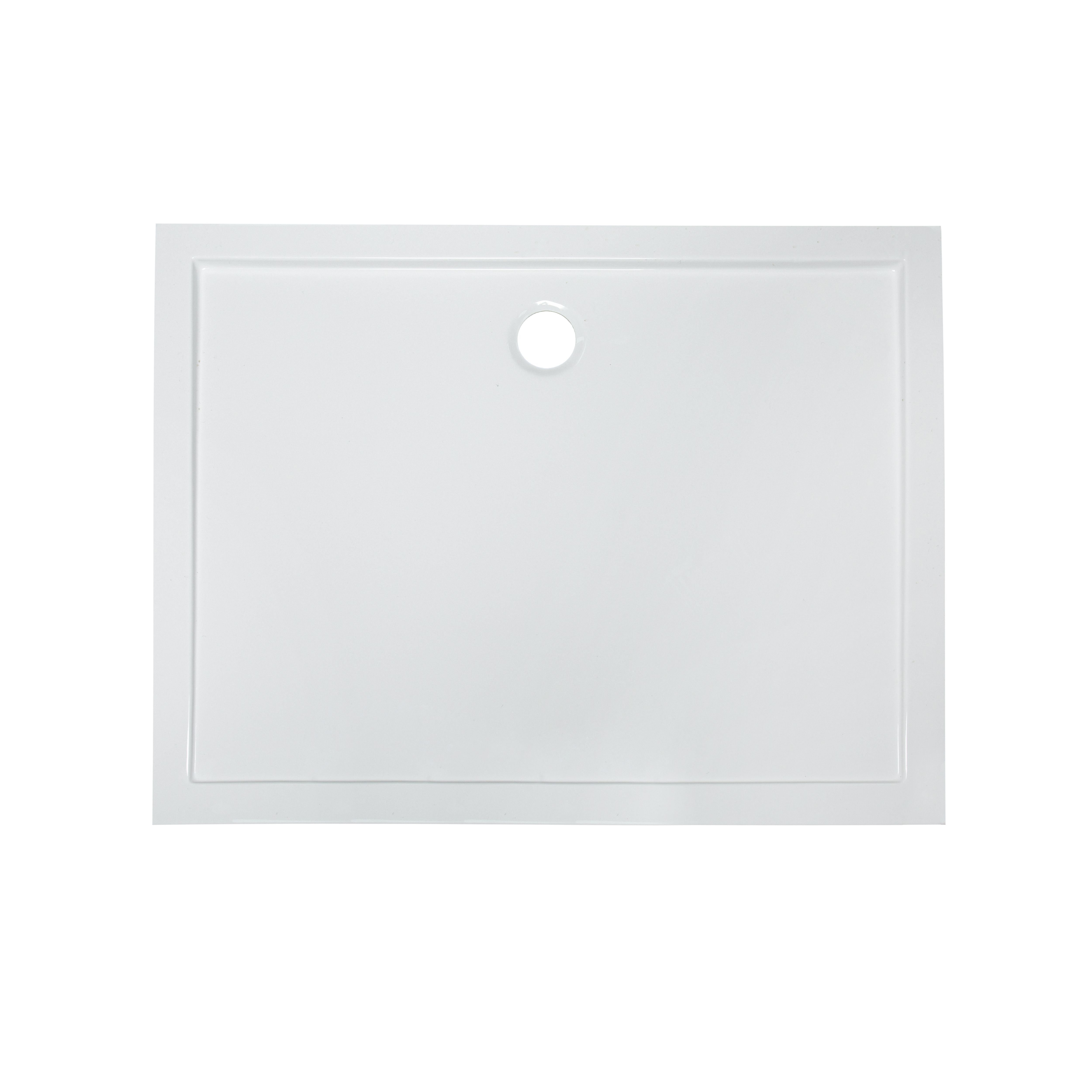 GoodHome Vorma Gloss White Rectangular Centre drain Shower tray (L)800mm (W)1200mm (H) 40mm