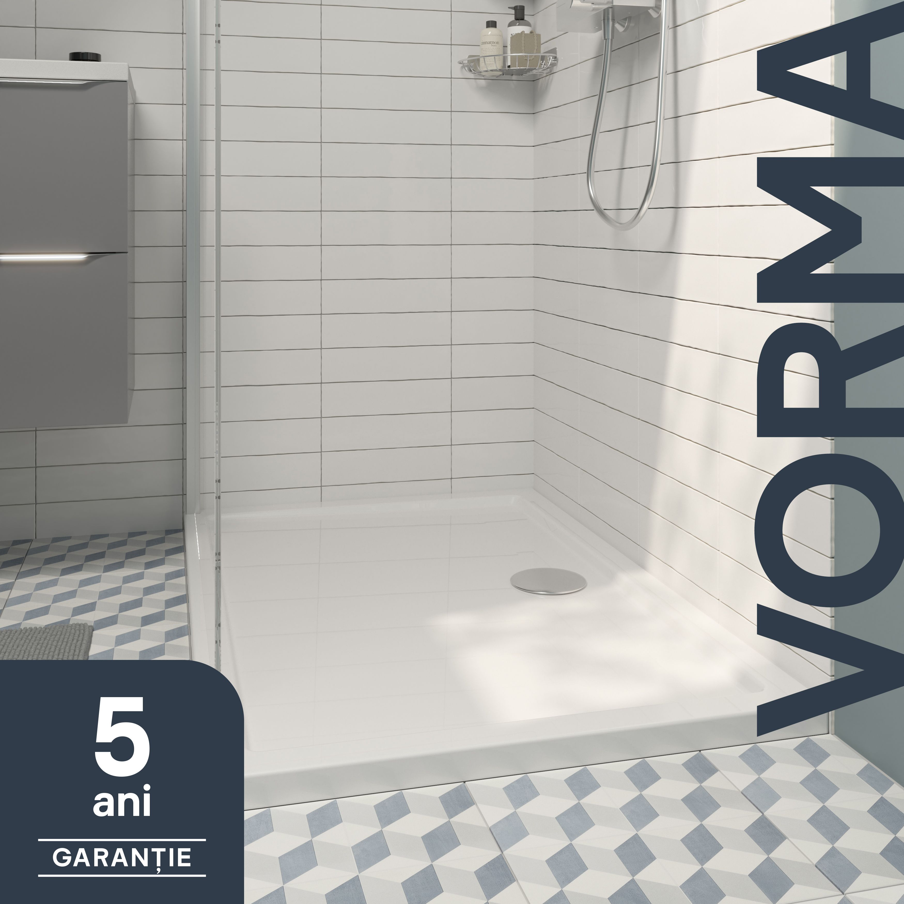 GoodHome Vorma Gloss White Rectangular Centre drain Shower tray (L)800mm (W)1200mm (H) 40mm - 5